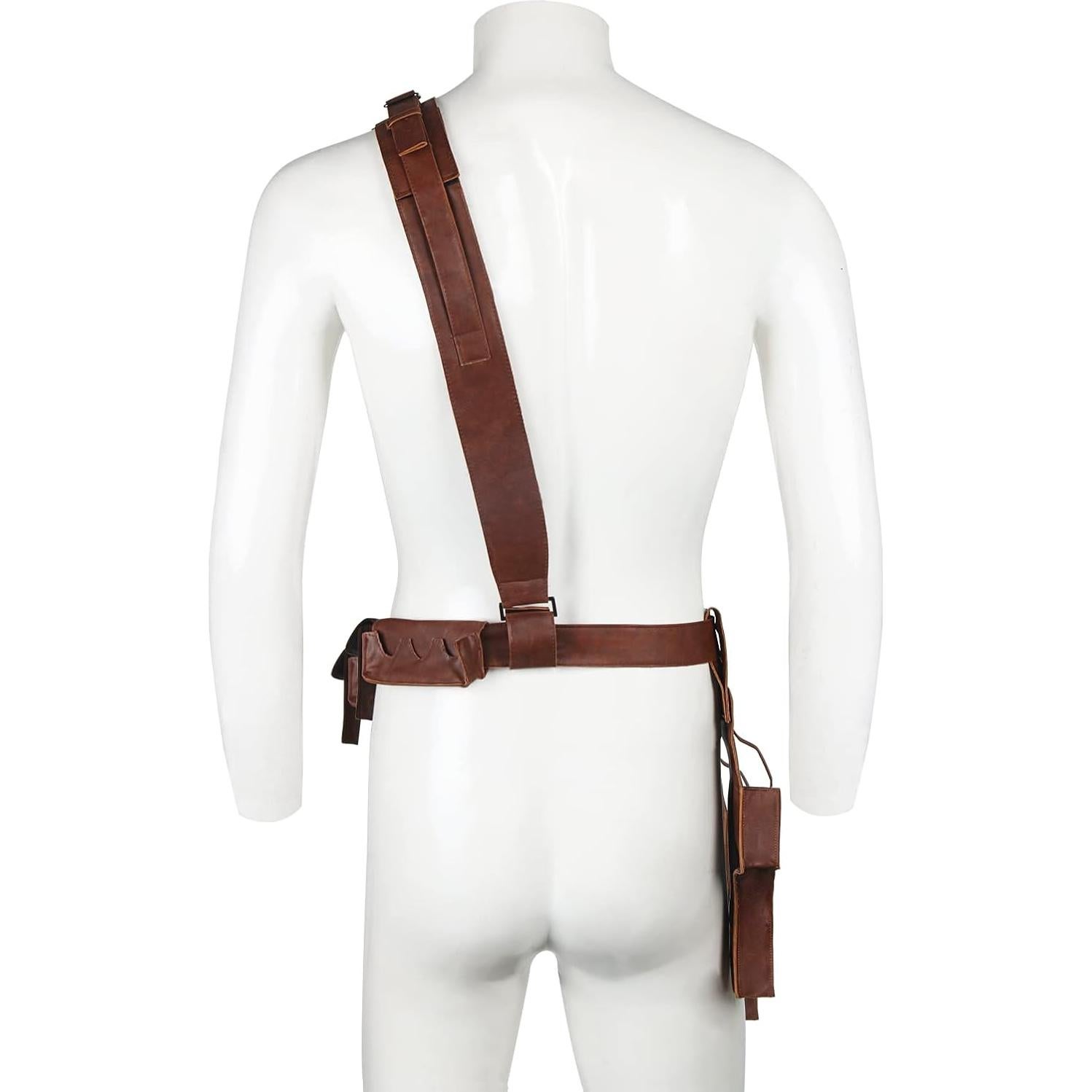 Cinturón Mandaloriano de Cuero Marrón Ajustable para Hombre