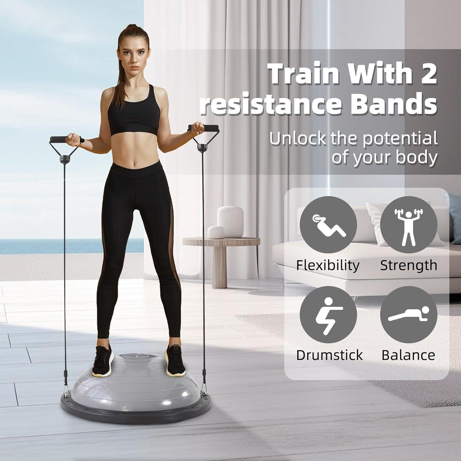 Bola de Equilibrio CDEN con Bandas de Resistencia - 58.4 cm