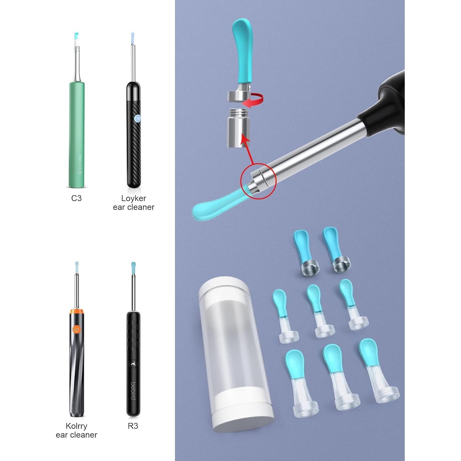 Juego de 8 Cucharas de Silicona para Oídos Bebird - Reemplazo