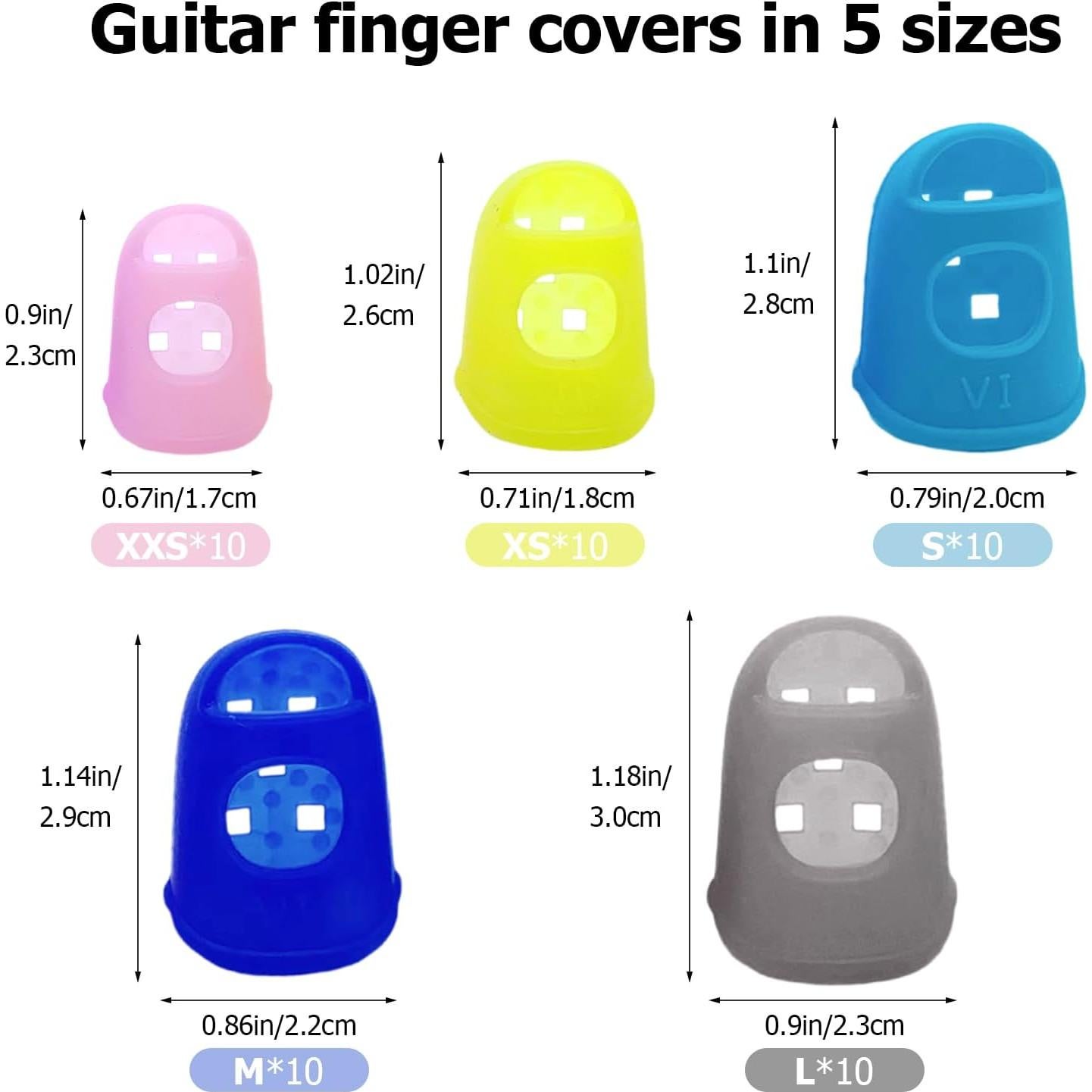 50 Protectores de Dedos de Silicona para Guitarra y Ukulele
