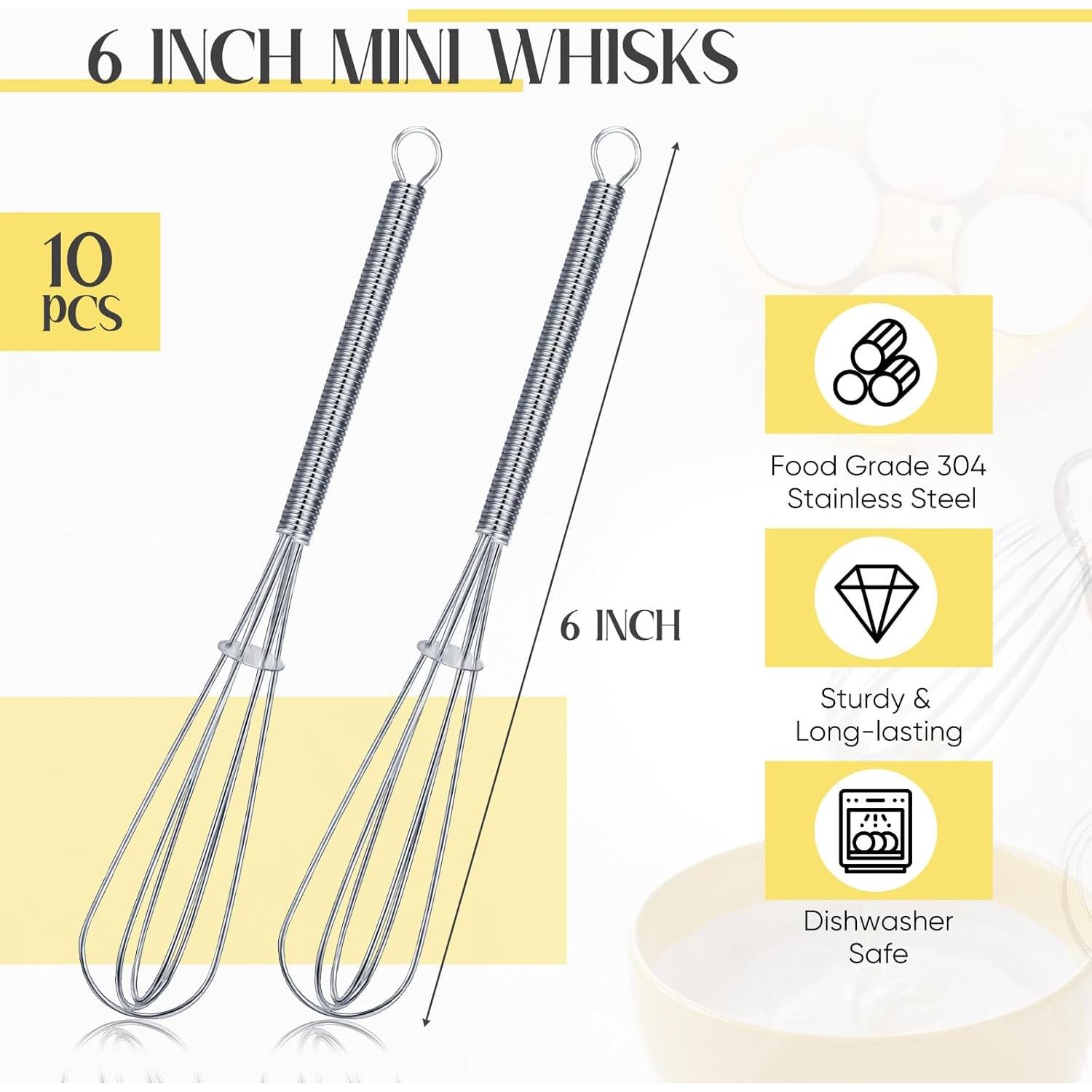 Mini Batidores de Acero Inoxidable Baderke - 10 Pcs 15.24 cm