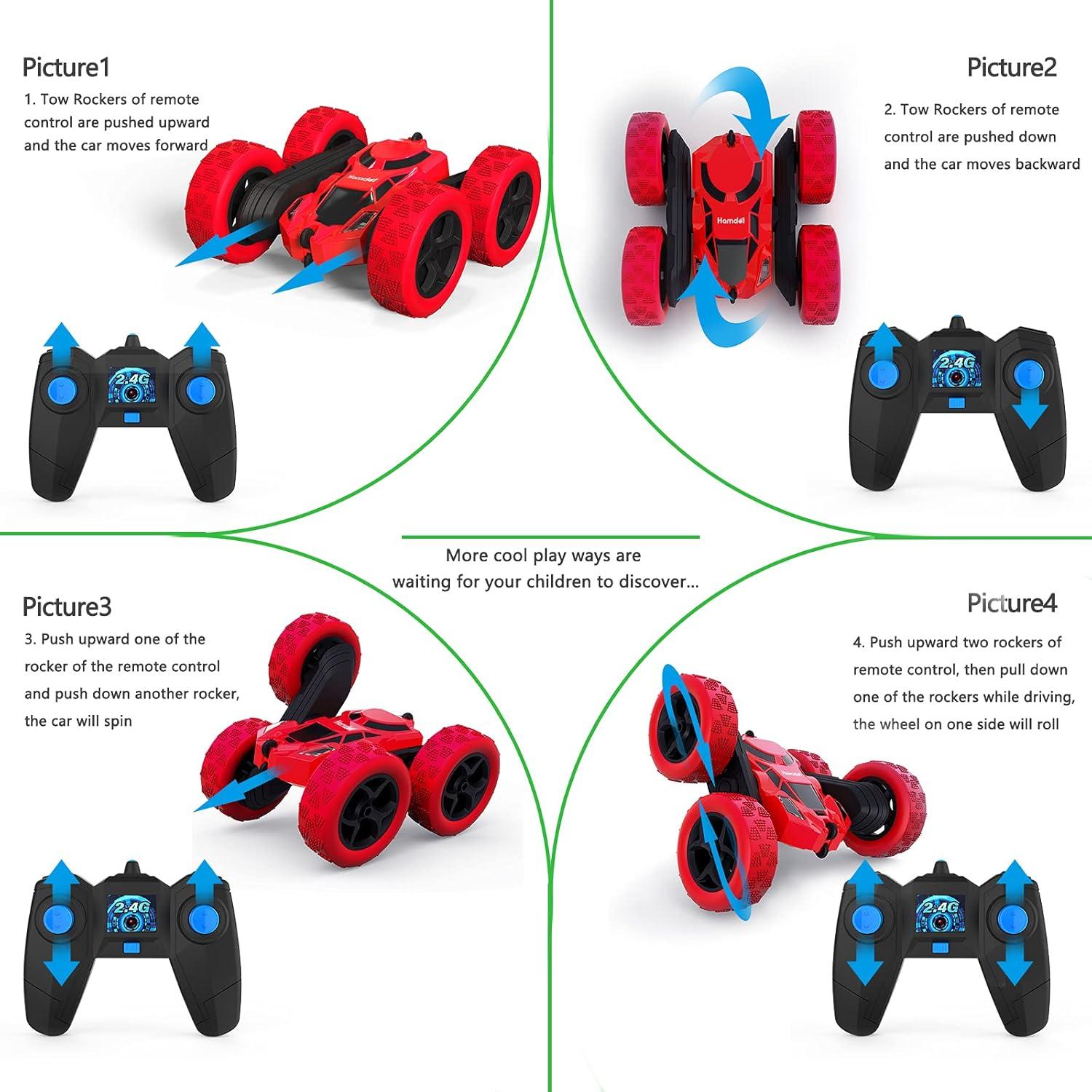 Coche RC Hamdol T1 Acrobático 4WD 360° Rotación LED Rojo