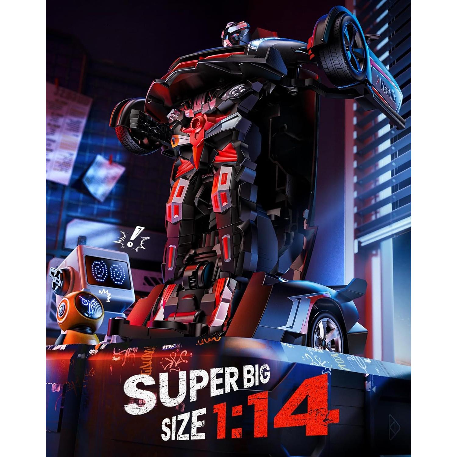 Coche Robot Transformador RC Veeniix V992 2-en-1 con Luz y Sonido