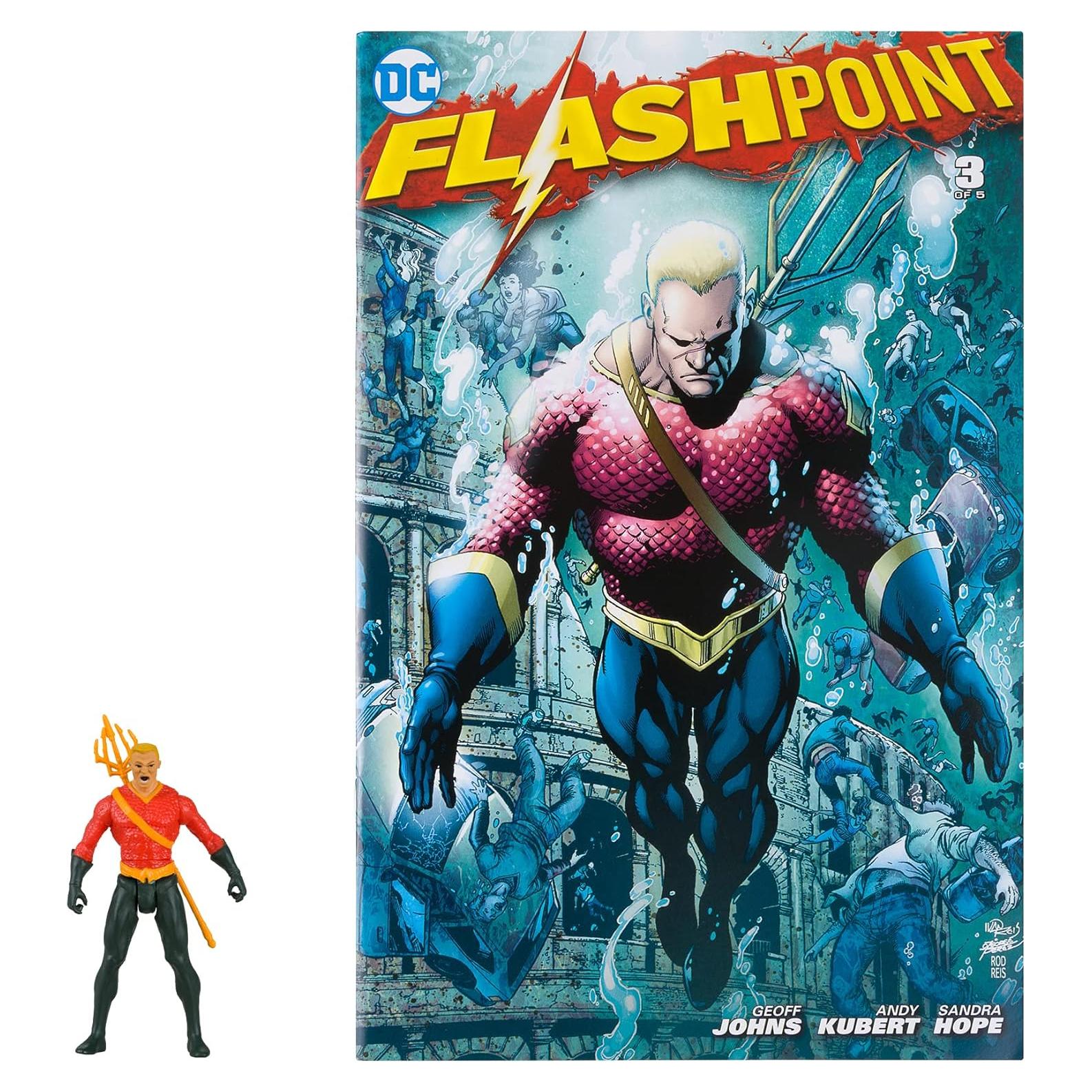 Figura Aquaman McFarlane Toys 7.6 cm con cómic Flashpoint