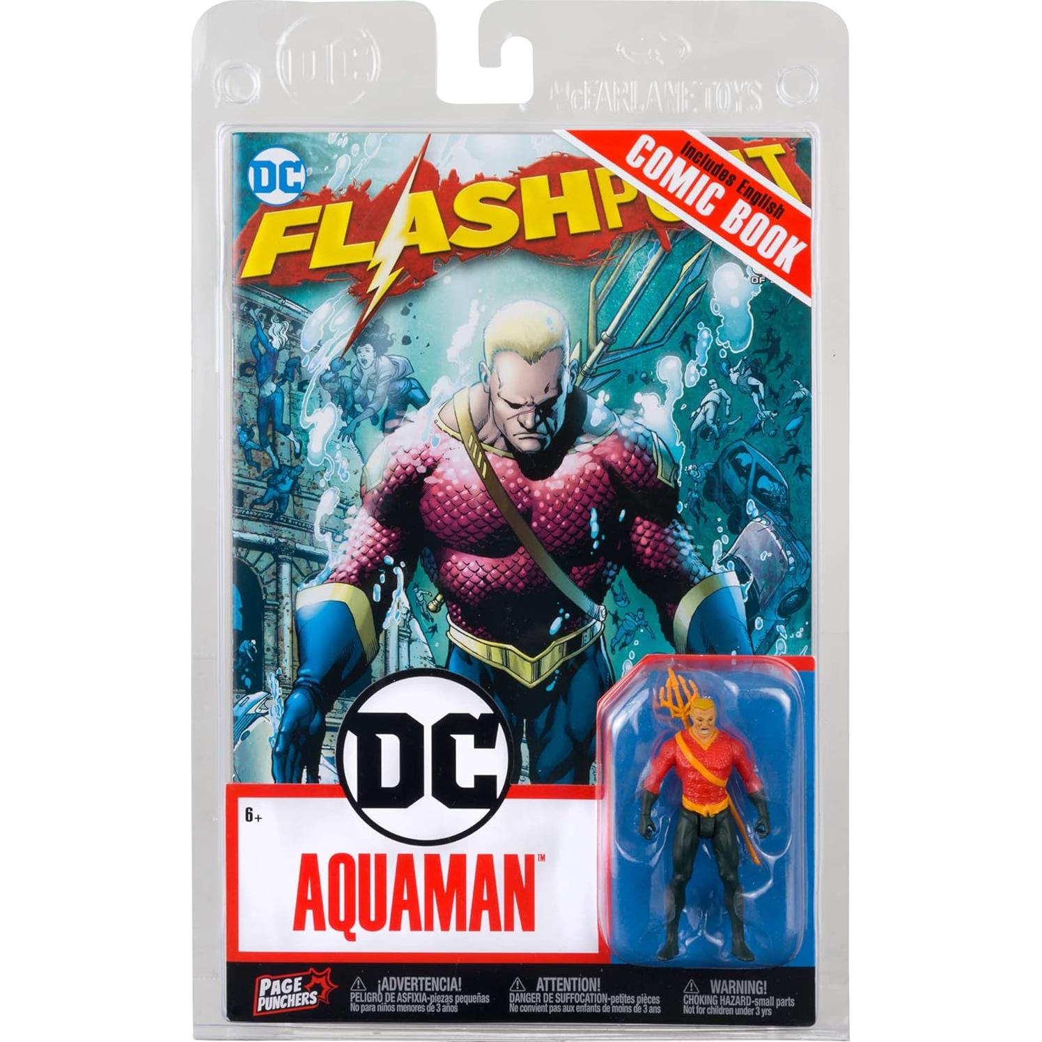 Figura Aquaman McFarlane Toys 7.6 cm con cómic Flashpoint