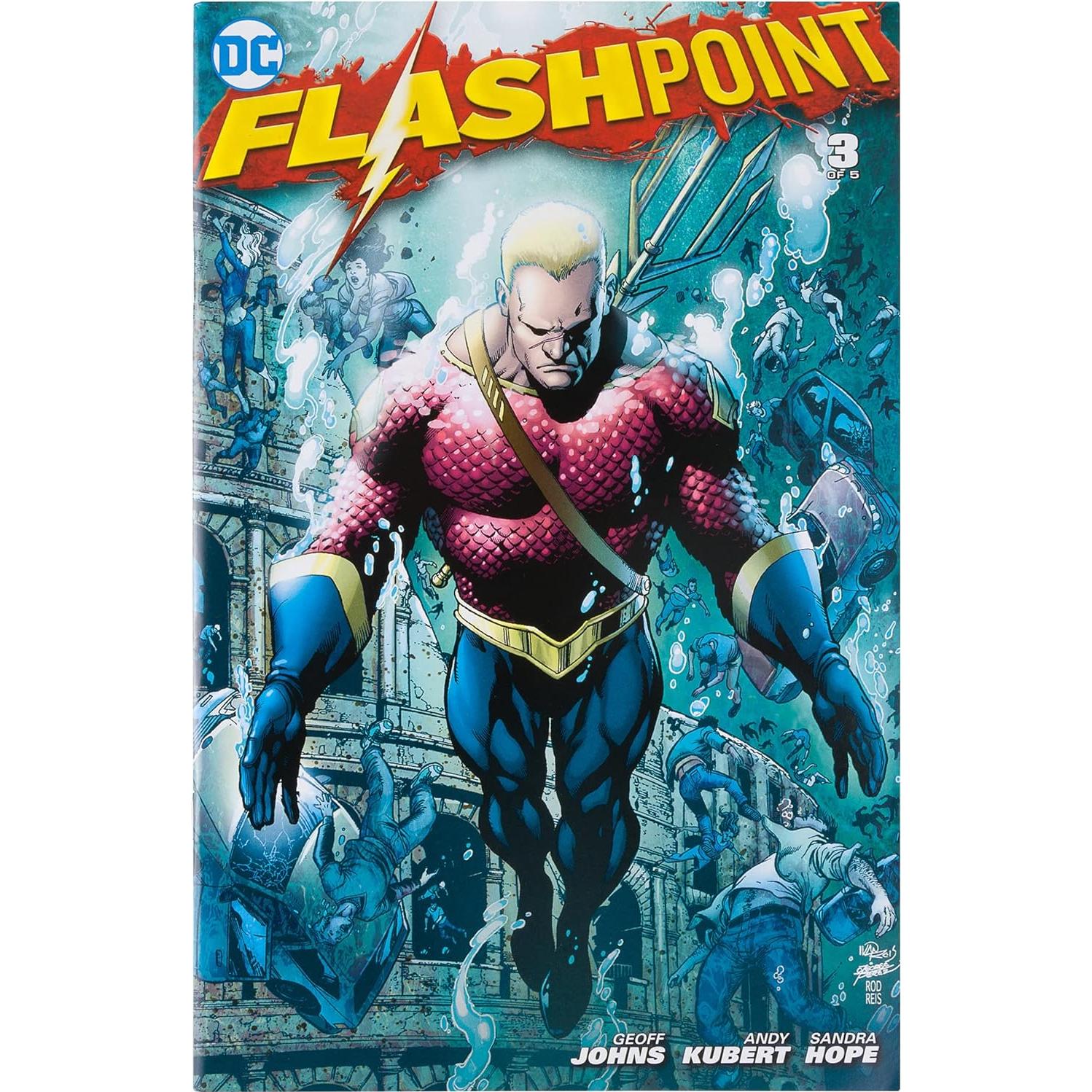 Figura Aquaman McFarlane Toys 7.6 cm con cómic Flashpoint