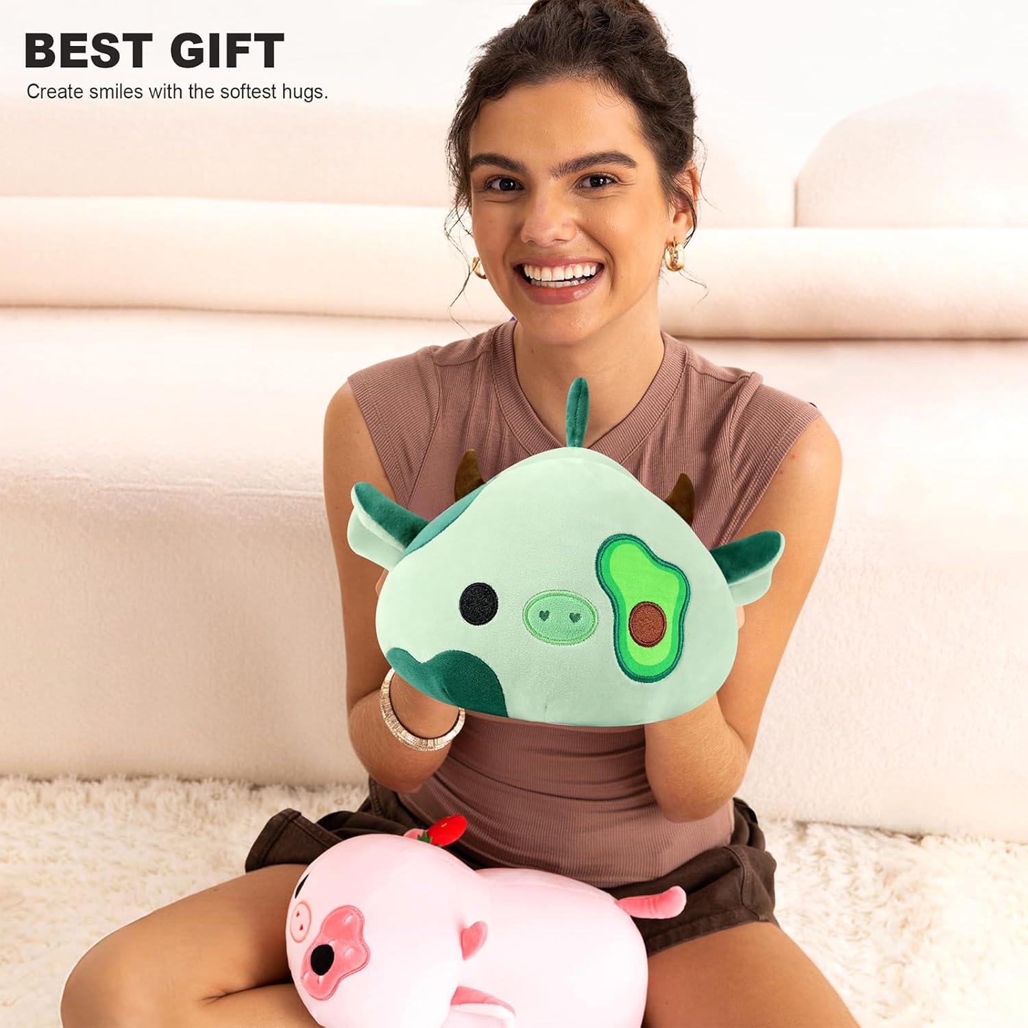 Onsoyours Vaca de Peluche Aguacate 30 cm Suave Juguete