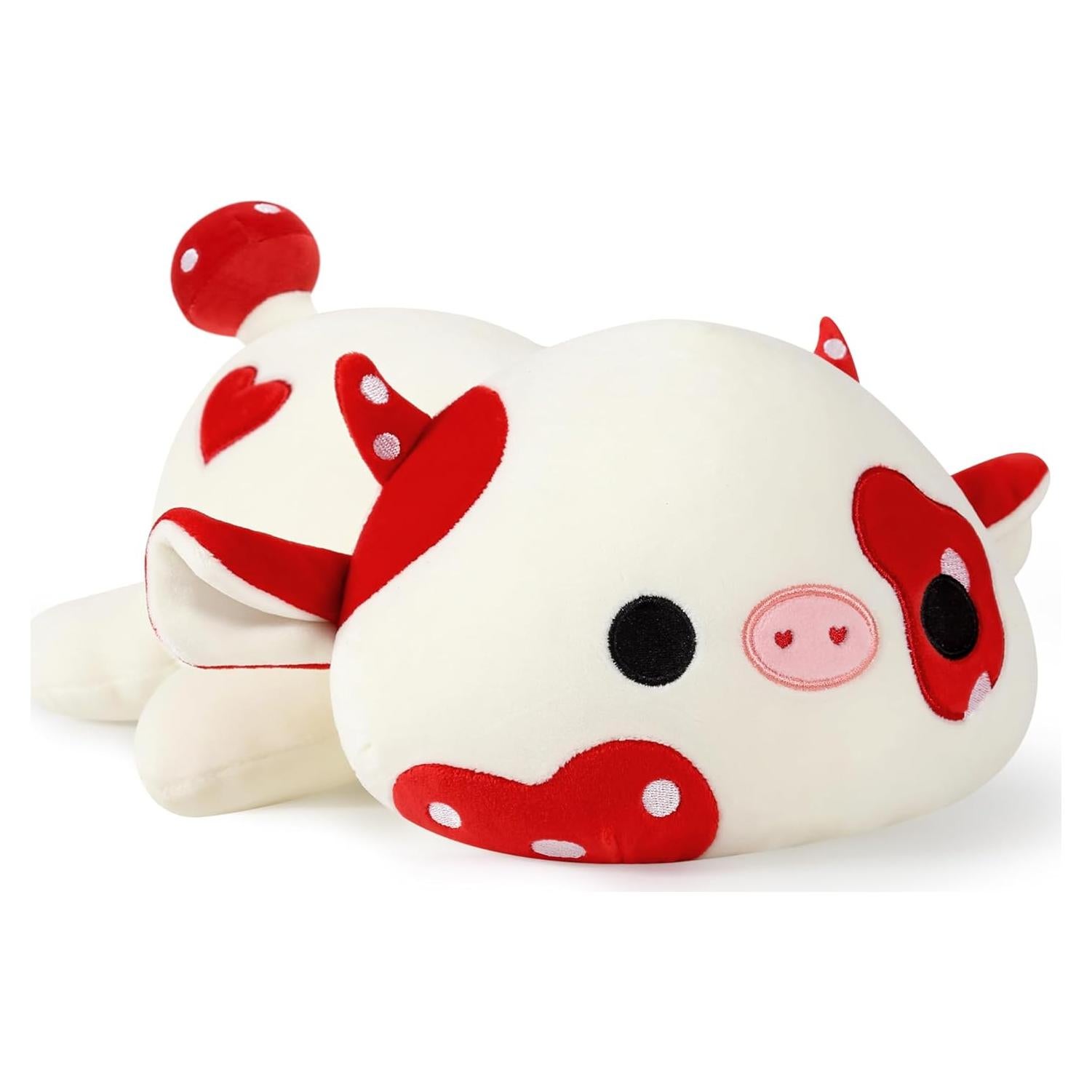 Onsoyours Vaca de Peluche Roja 30 cm Suave Almohada Juguete