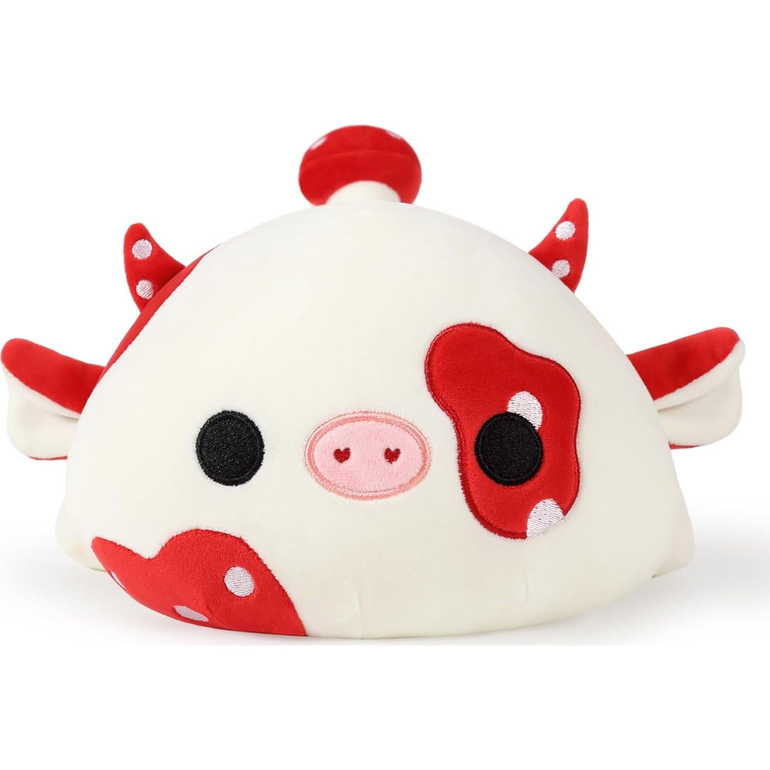 Onsoyours Vaca de Peluche Roja 30 cm Suave Almohada Juguete