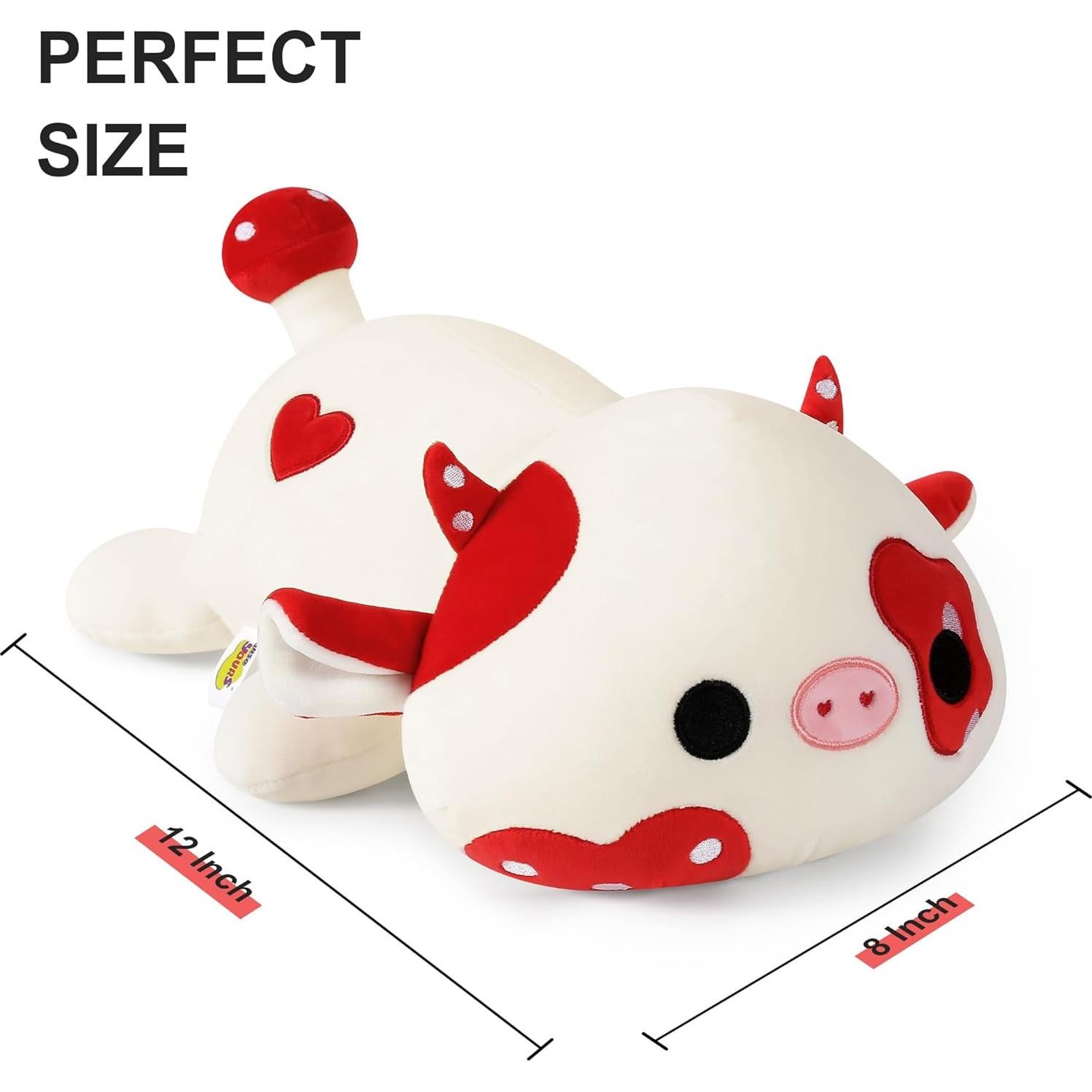 Onsoyours Vaca de Peluche Roja 30 cm Suave Almohada Juguete