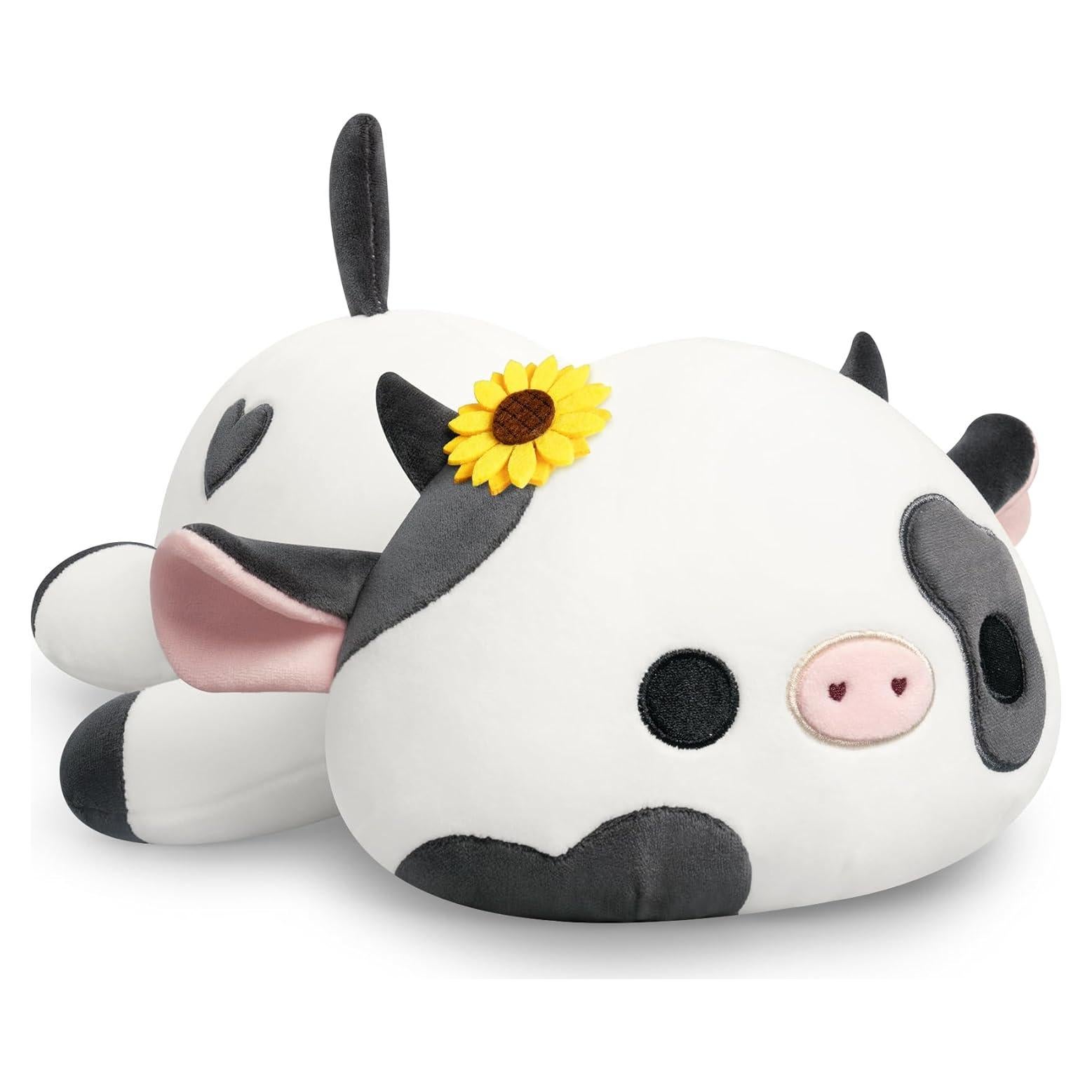 Onsoyours Vaca de Peluche con Sombrero de Girasol 30 cm