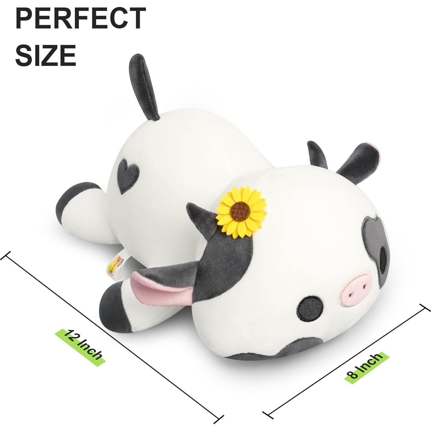 Onsoyours Vaca de Peluche con Sombrero de Girasol 30 cm