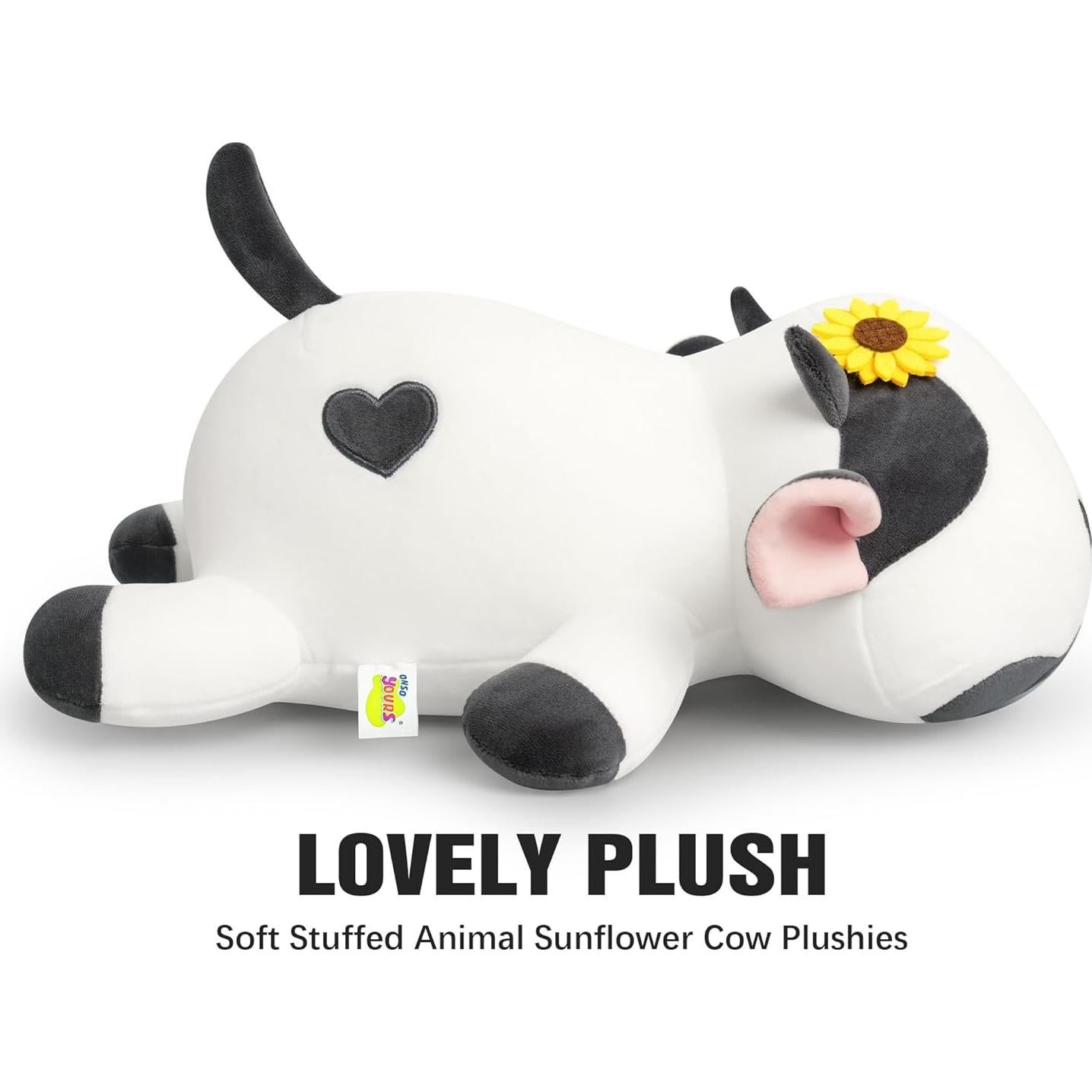 Onsoyours Vaca de Peluche con Sombrero de Girasol 30 cm