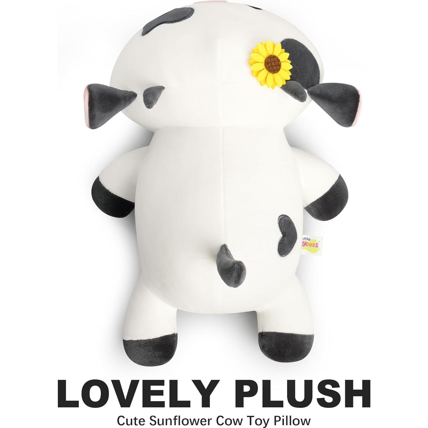 Onsoyours Vaca de Peluche con Sombrero de Girasol 30 cm