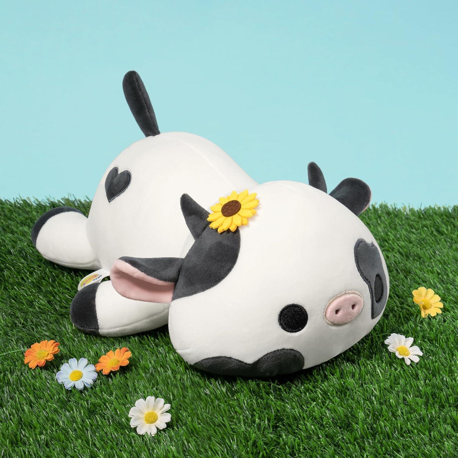 Onsoyours Vaca de Peluche con Sombrero de Girasol 30 cm