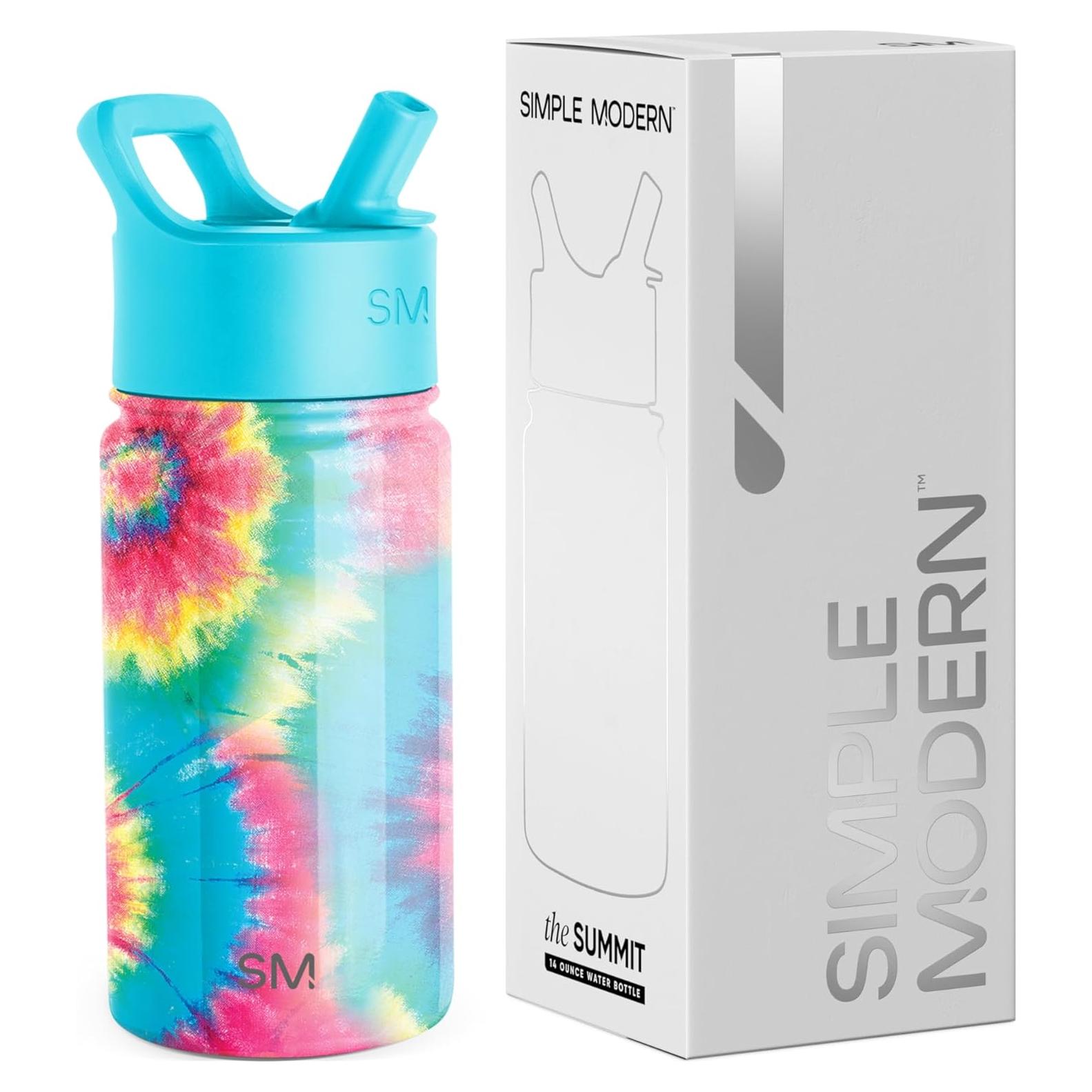 Botella de Agua Simple Modern 414ml con Tapa de Popote