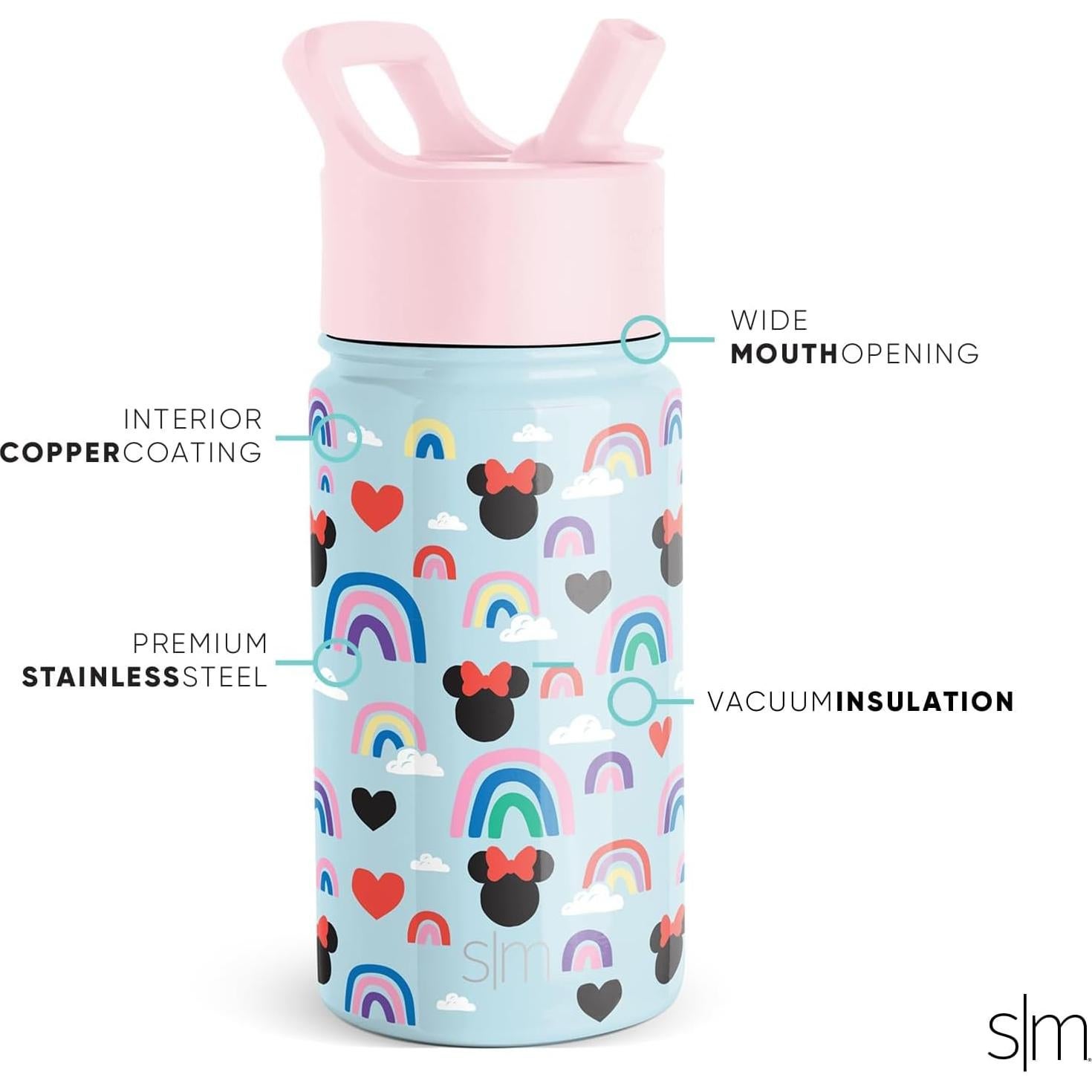 Botella de Agua Simple Modern 14oz Minnie Mouse Arcoíris