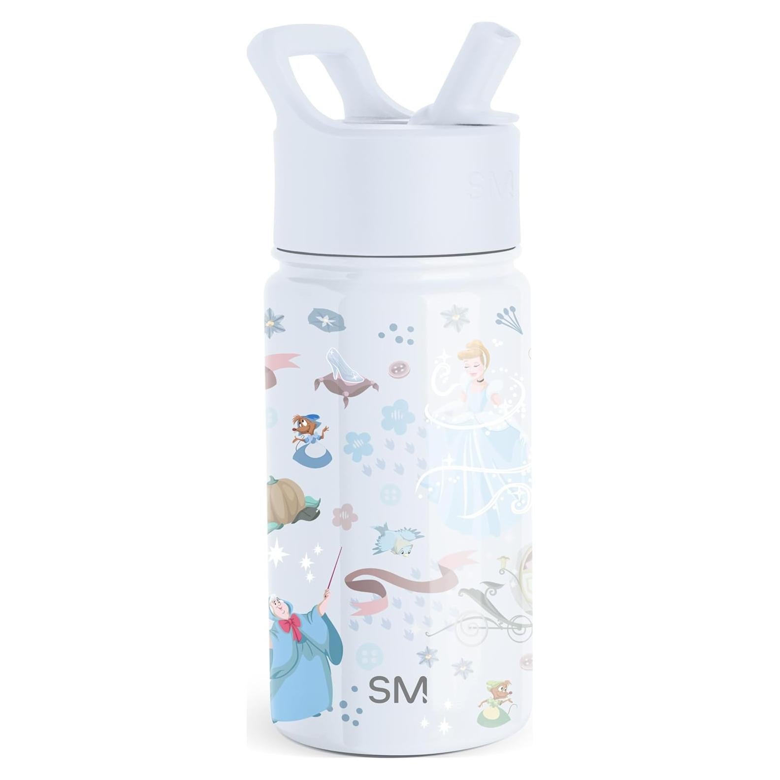 Botella de Agua Simple Modern Cenicienta 414ml Tapa Popote