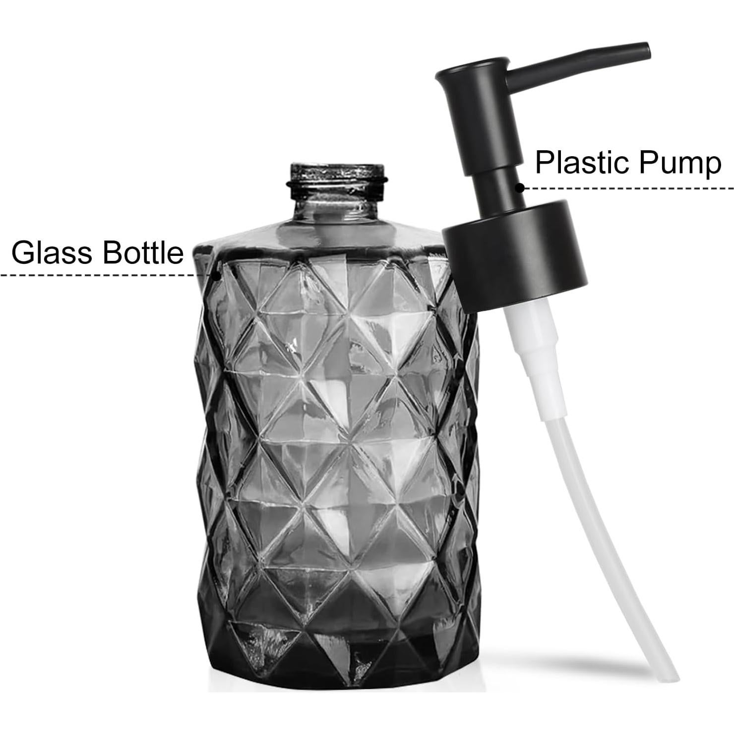 Dispensador de Jabón de Vidrio GKSCXEXE 355 ml Negro Diamante