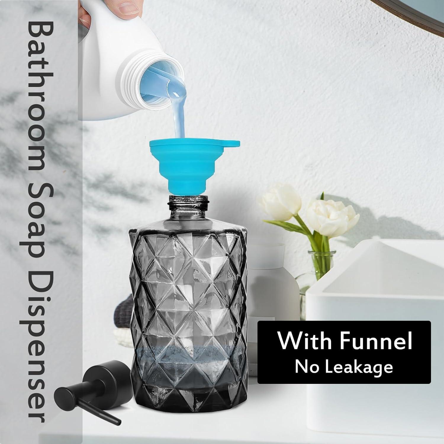 Dispensador de Jabón de Vidrio GKSCXEXE 355 ml Negro Diamante