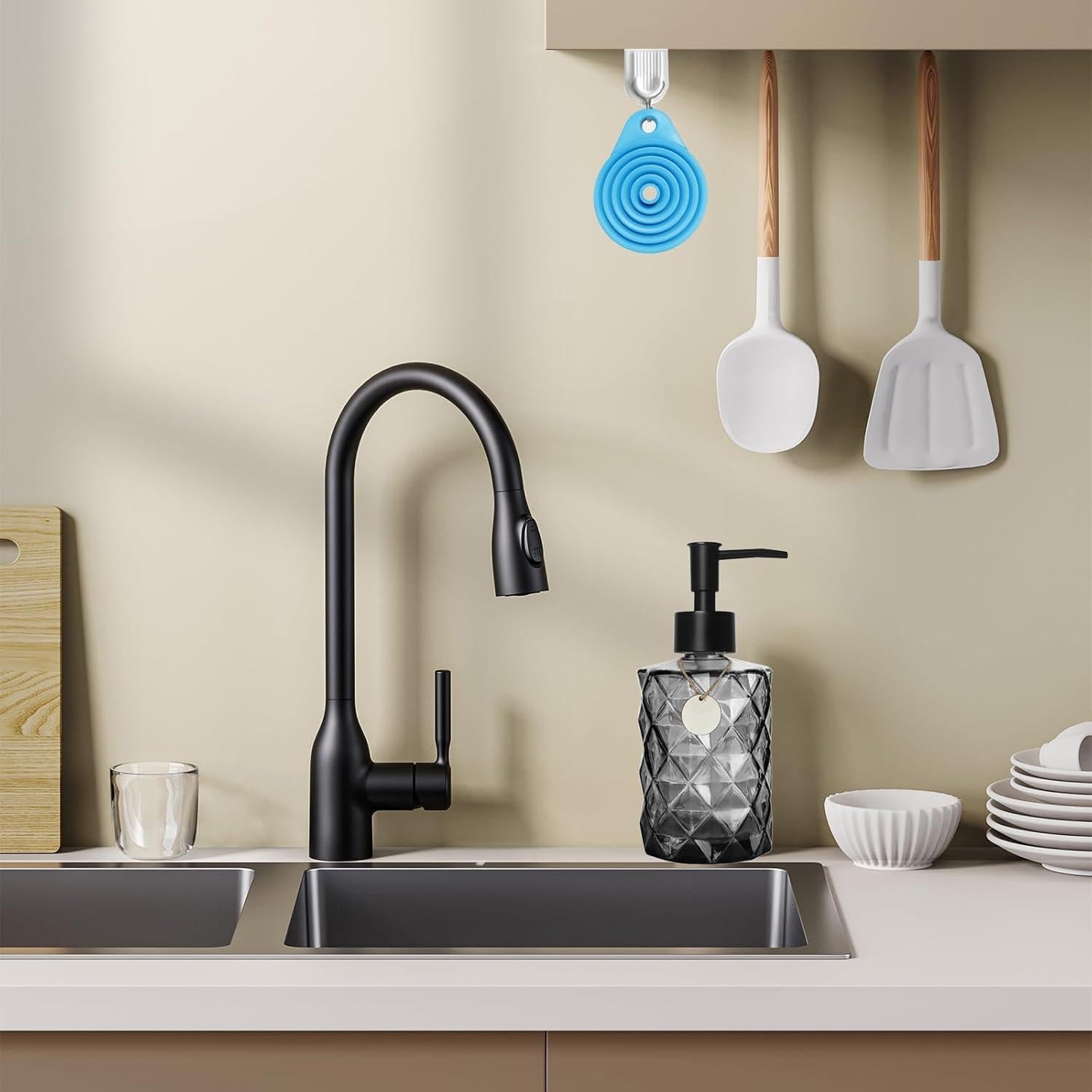 Dispensador de Jabón de Vidrio GKSCXEXE 355 ml Negro Diamante