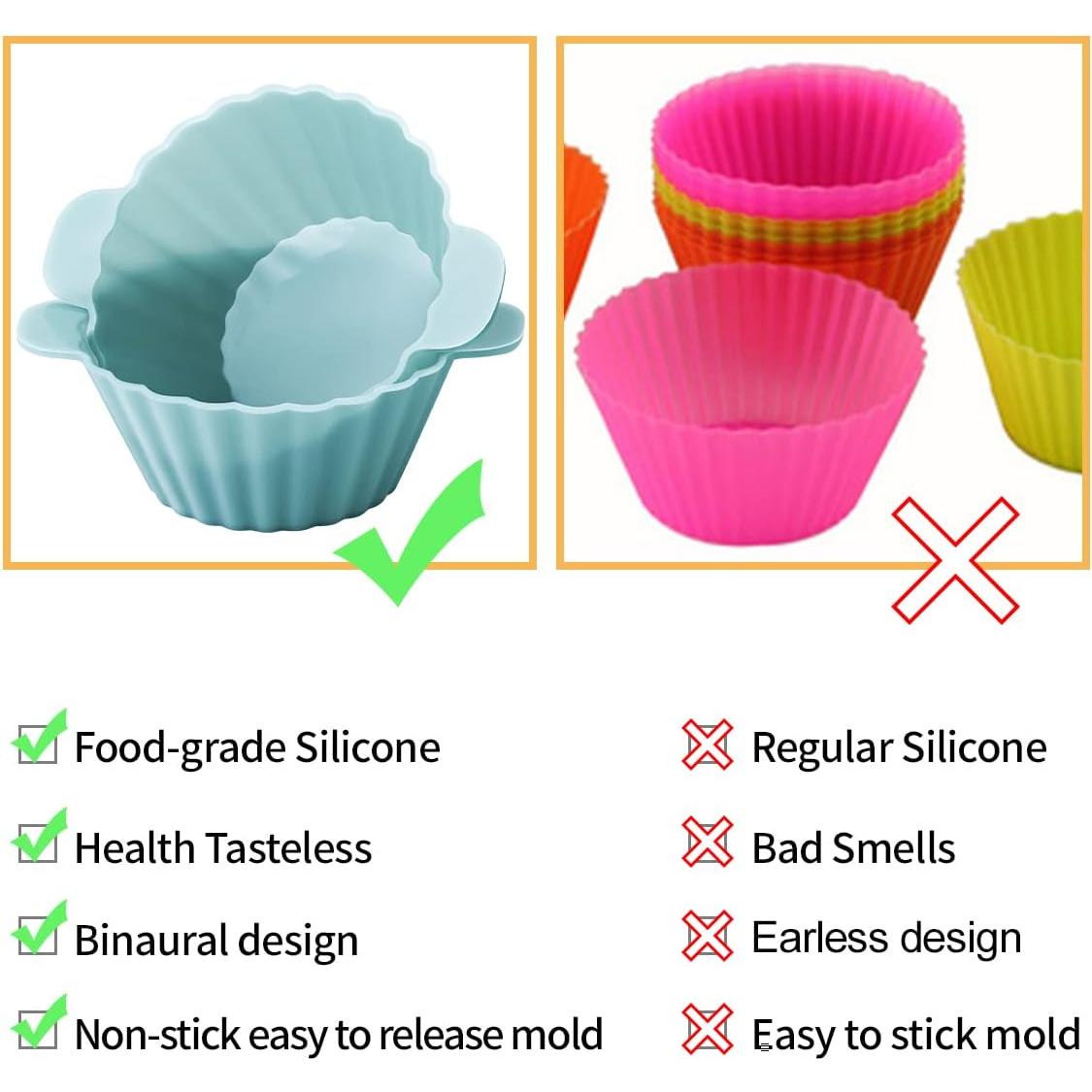 Tazas de Silicona Reutilizables Doiaz para Hornear Muffins 12 Piezas
