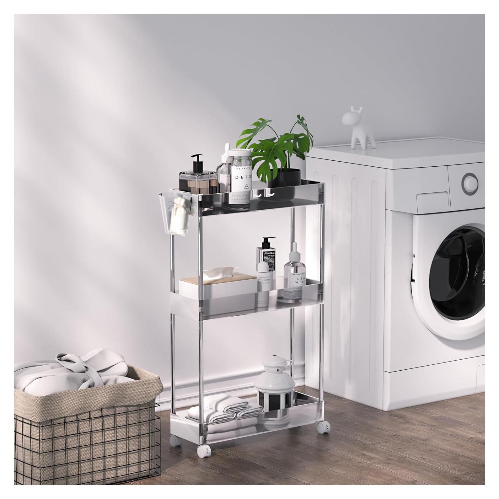 Carro Rodante de Almacenamiento VECELO 3 Niveles Acrílico