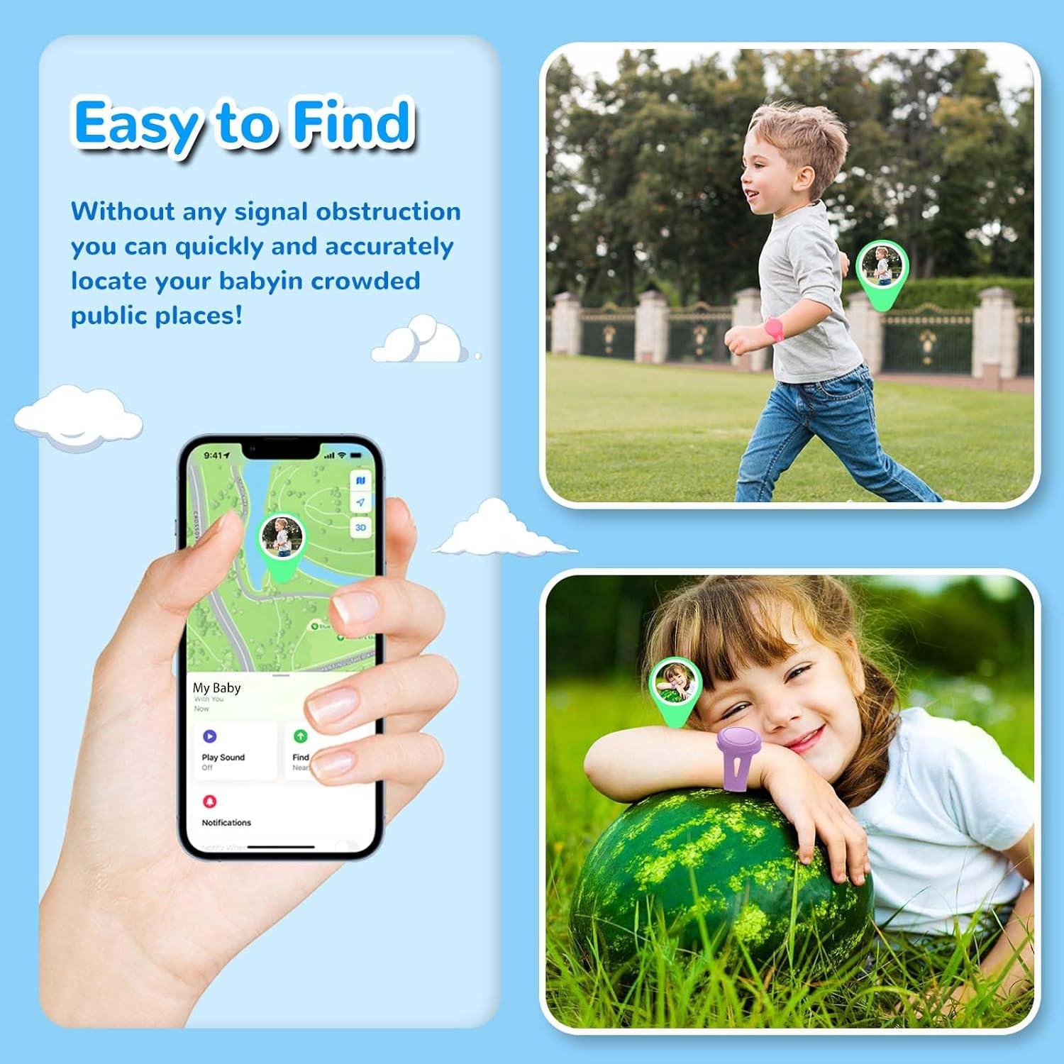 Paquete de 4 Pulseras AirTag FGERWZ Impermeables para Niños