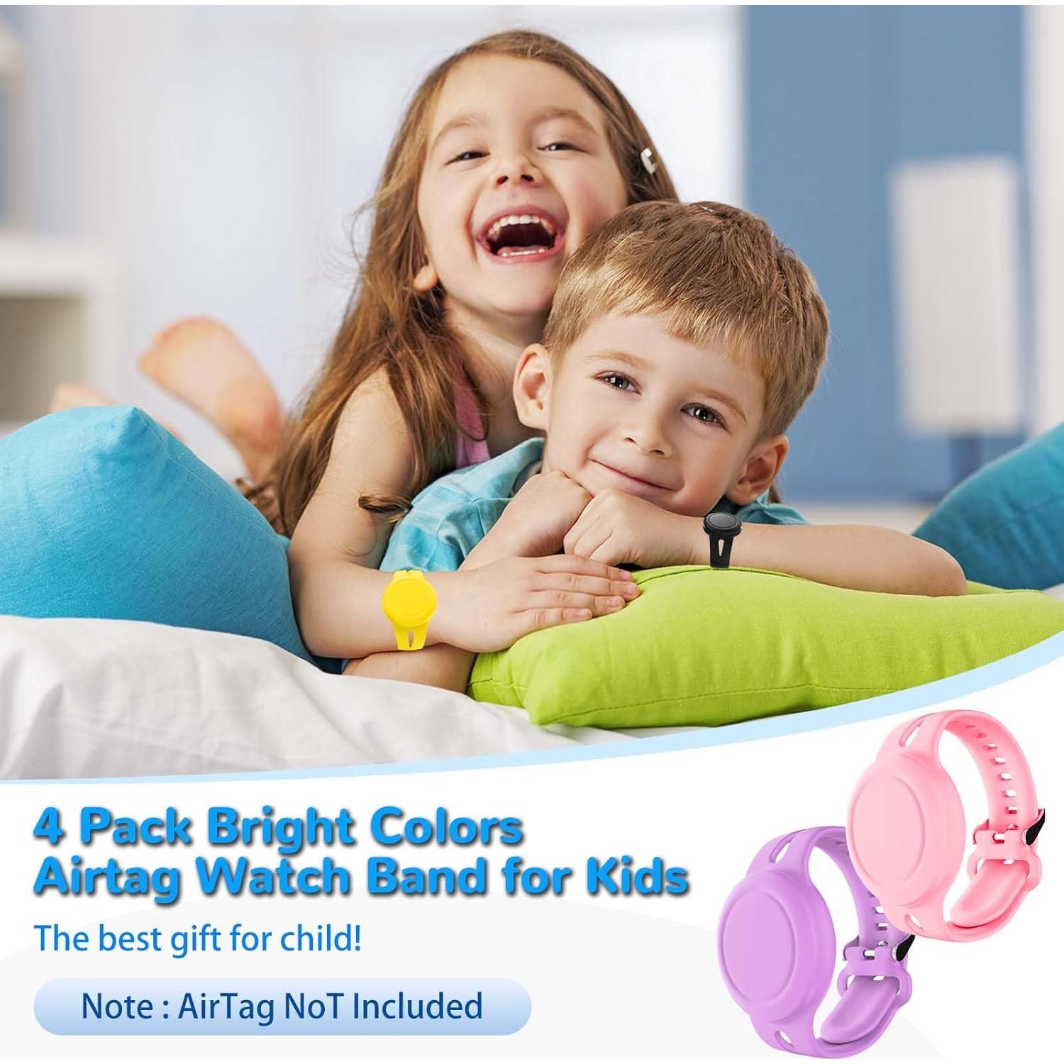 Paquete de 4 Pulseras AirTag FGERWZ Impermeables para Niños