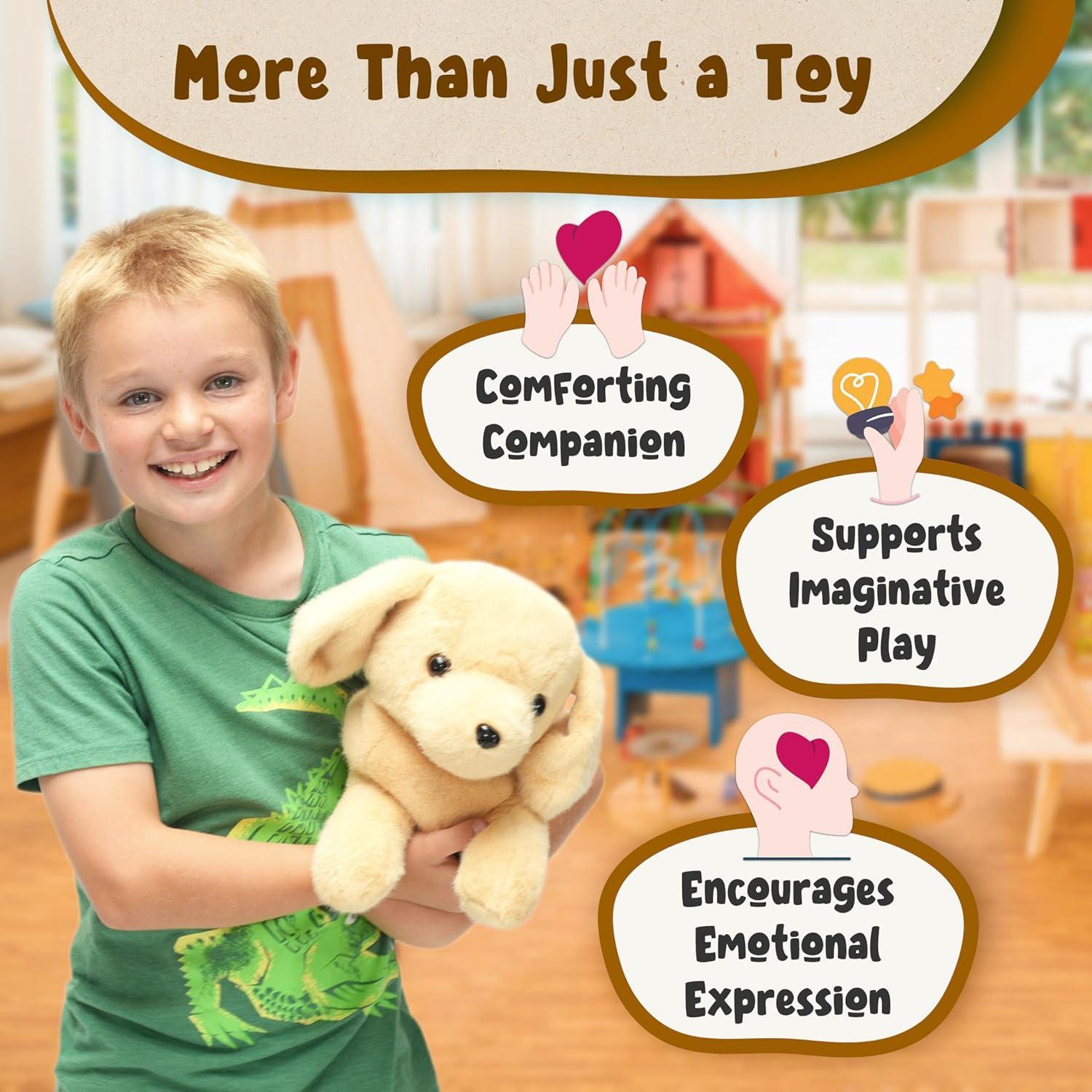 DreamsBe Perro de Peluche Mamá con 4 Cachorros 38 cm