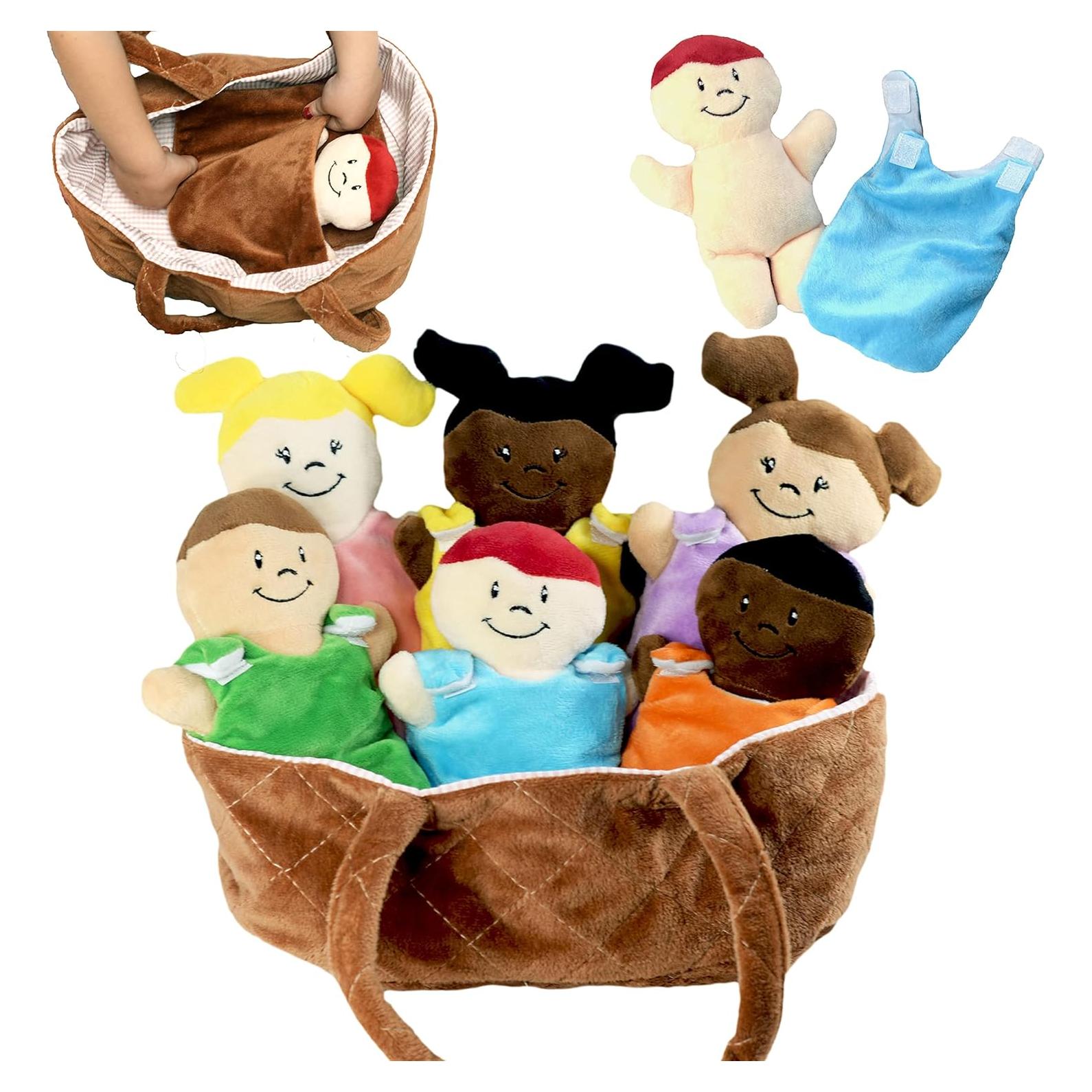 Cesta de Muñecas Bebé DreamsBe con 6 Muñecas y Ropa