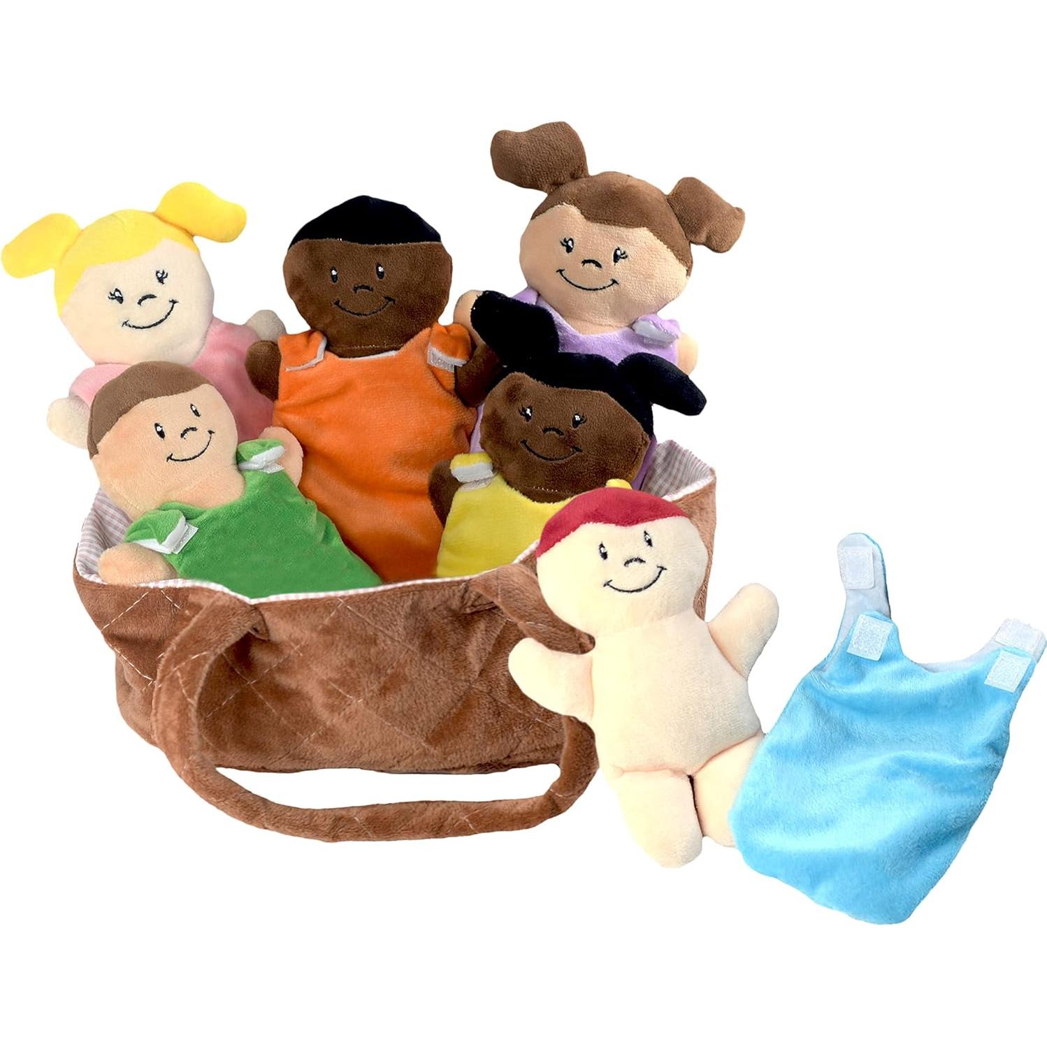 Cesta de Muñecas Bebé DreamsBe con 6 Muñecas y Ropa