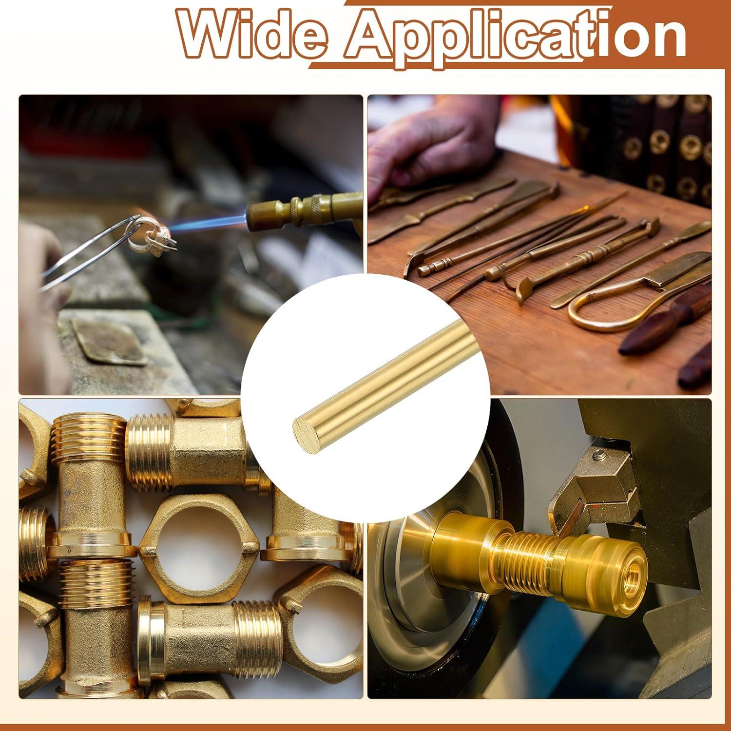 Barra Redonda Sólida de Latón H62 uxcell 1.8mm x 356mm - 8 Pcs