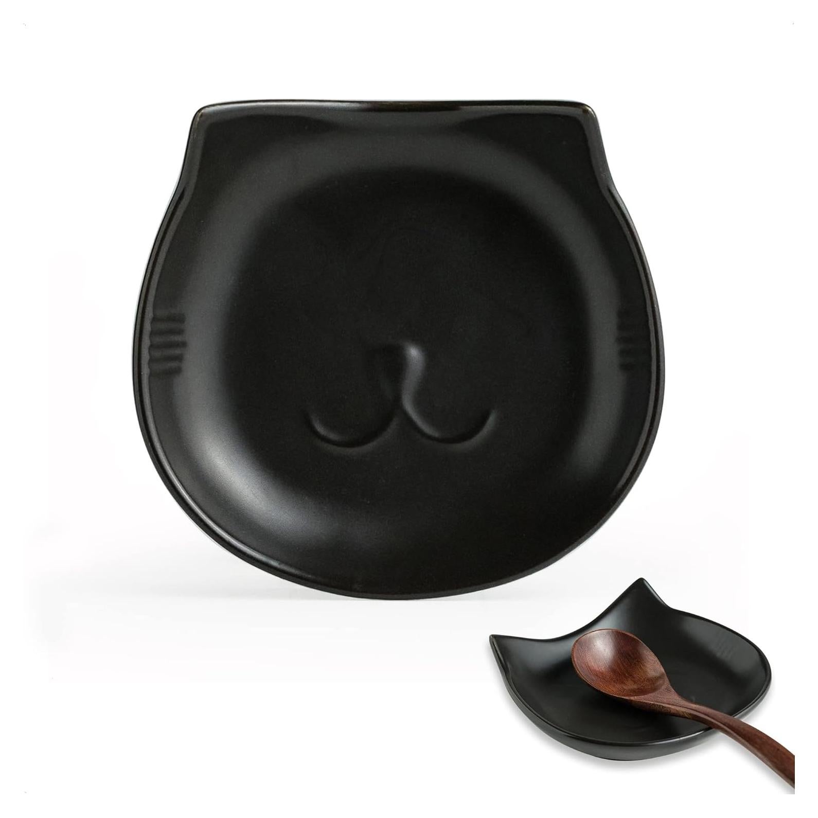 Soporte para cuchara de cerámica Miamolo gato negro 13 cm