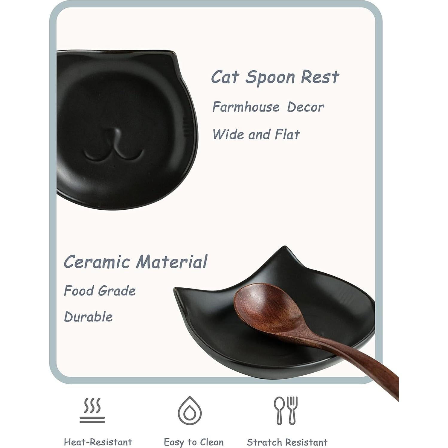 Soporte para cuchara de cerámica Miamolo gato negro 13 cm