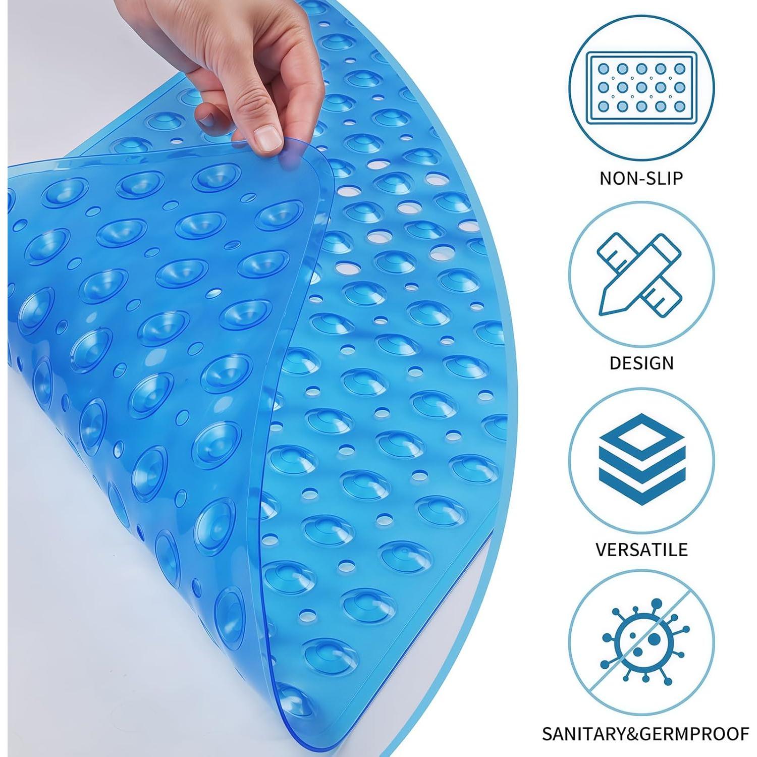 Alfombra de Ducha Antideslizante Tcbelosion 100.6x40 cm Azul