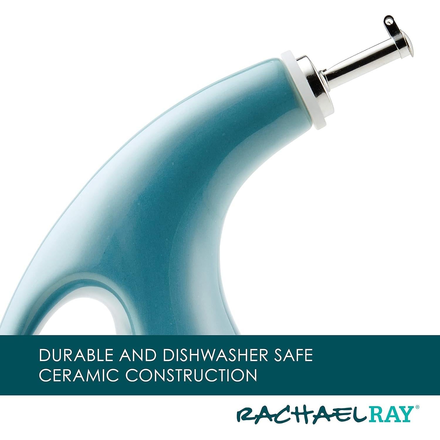 Botella de Cerámica Rachael Ray 48467 para Aceite y Vinagre 0.71L Azul