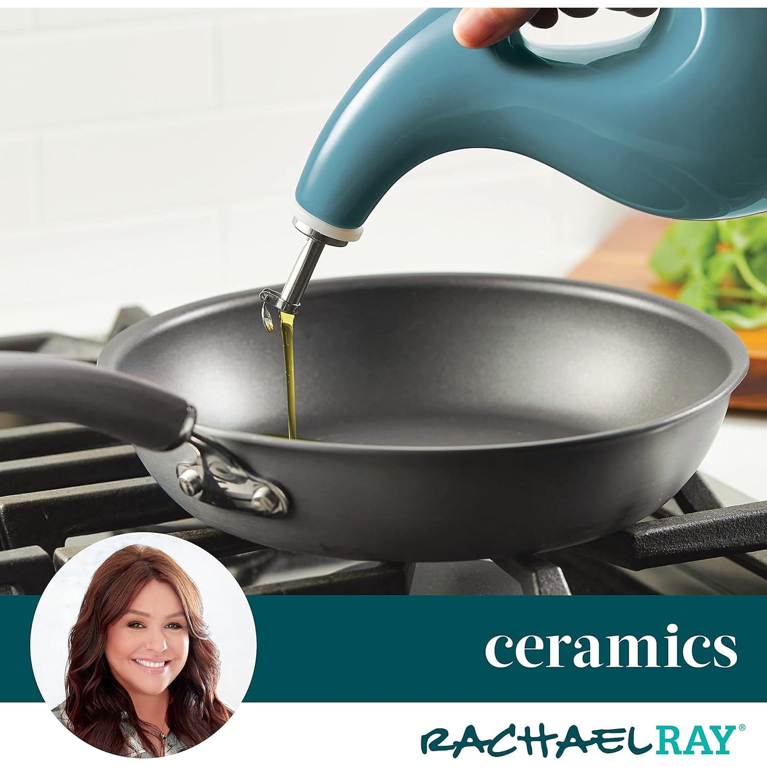 Botella de Cerámica Rachael Ray 48467 para Aceite y Vinagre 0.71L Azul