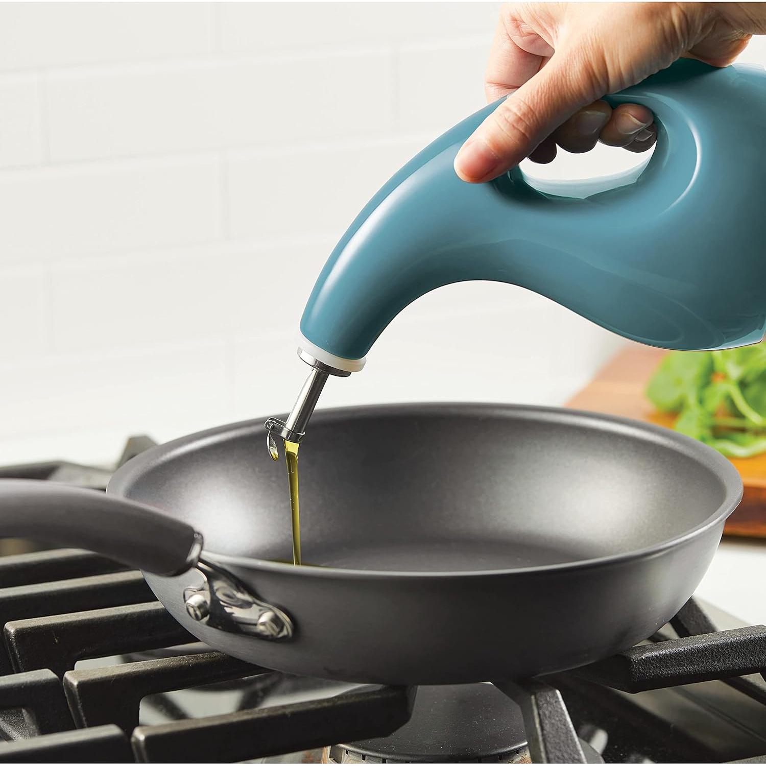 Botella de Cerámica Rachael Ray 48467 para Aceite y Vinagre 0.71L Azul