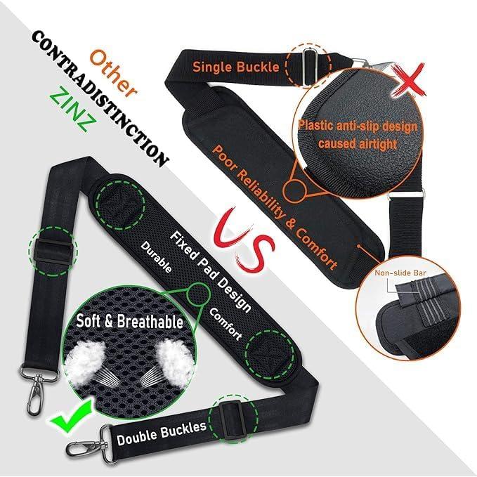 Correa de Hombro Ajustable ZINZ Negra 94-145 cm Acolchada