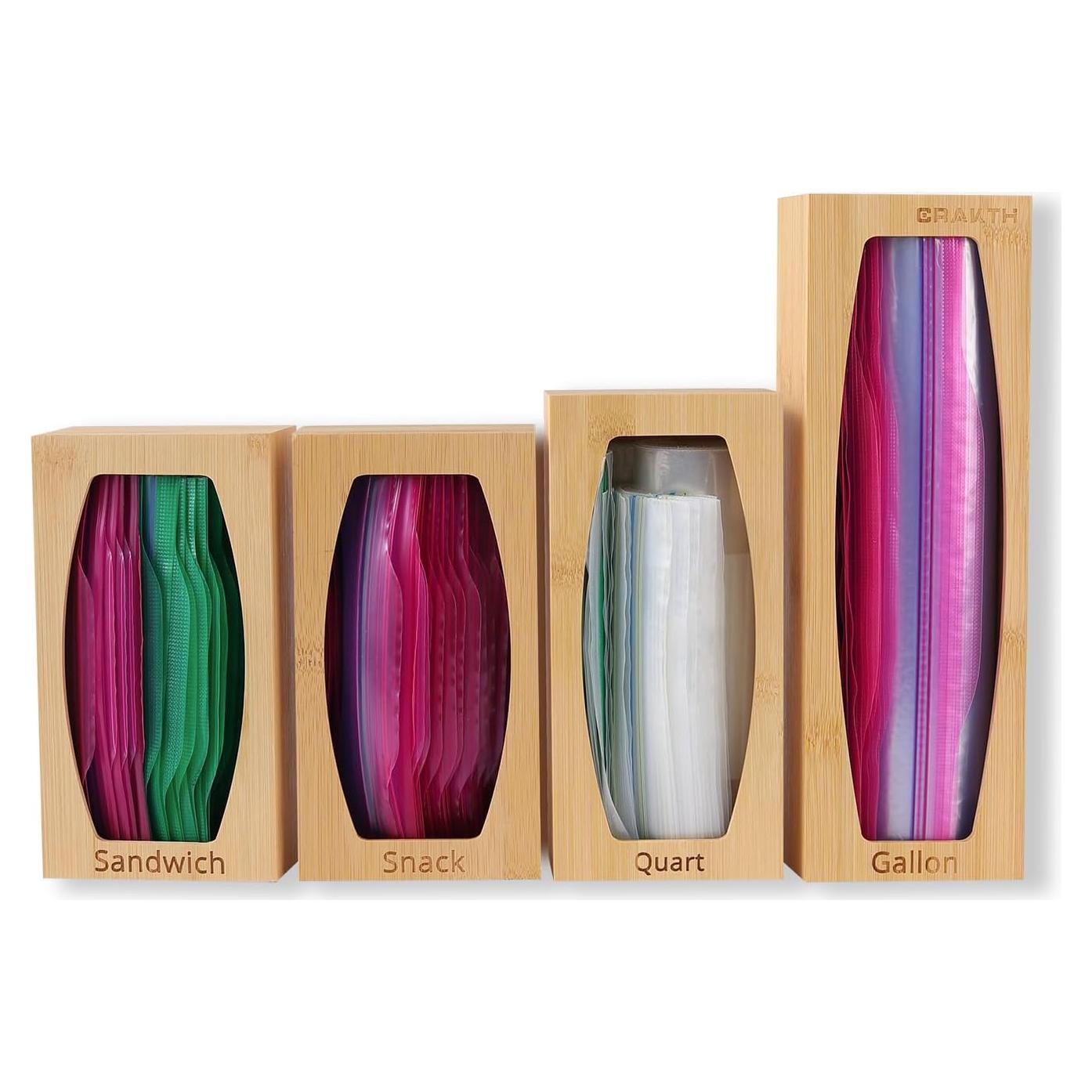 Organizador de Bolsas de Plástico de Bambú CRAKTH - 4 Compartimentos