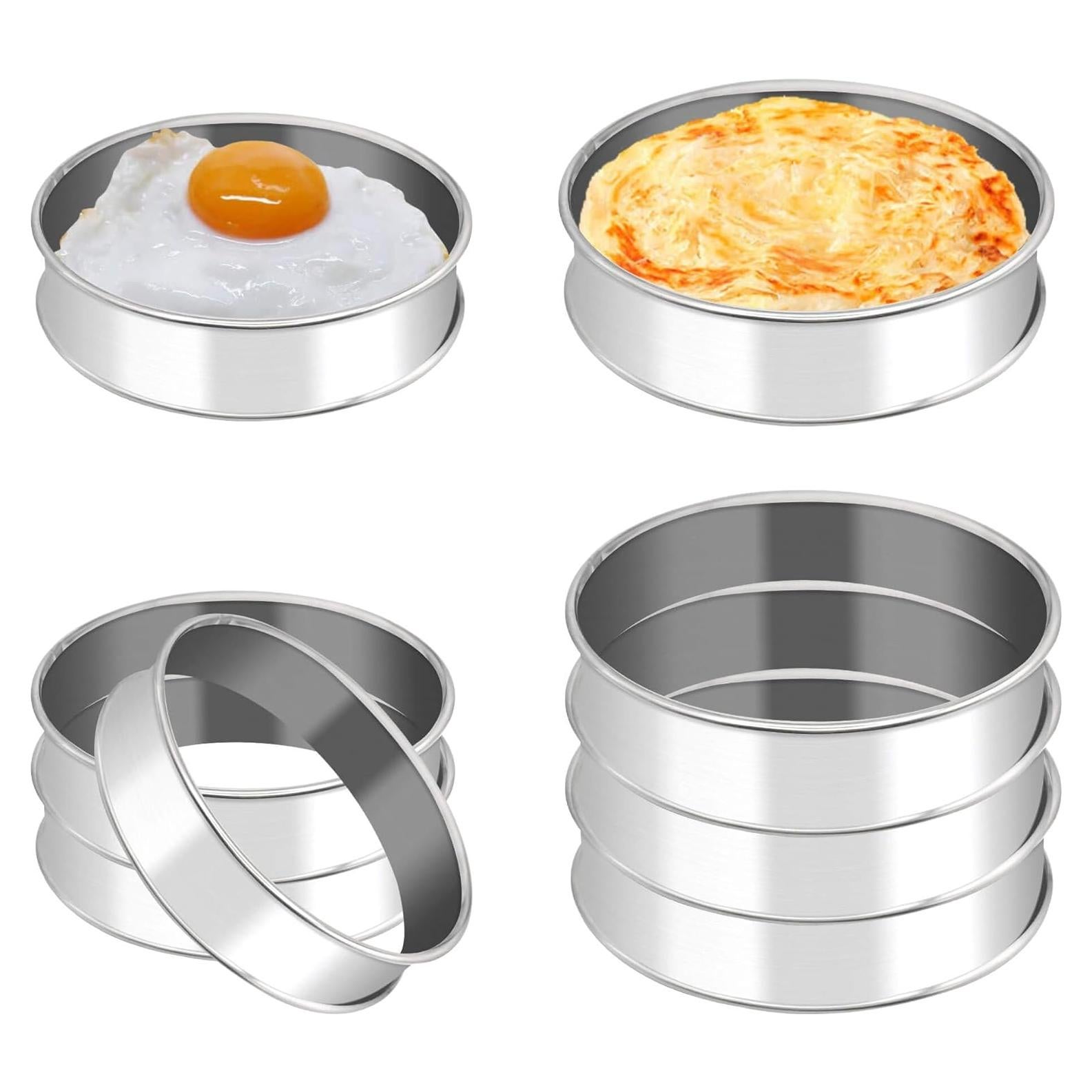 Juego de 8 Anillos de Muffin BaokiTook 10.16cm y 8cm Acero Inoxidable