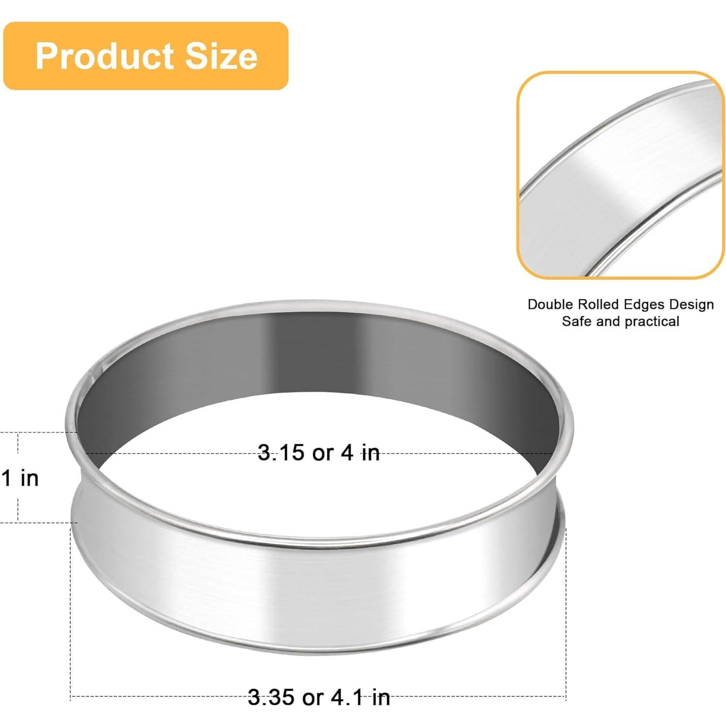 Juego de 8 Anillos de Muffin BaokiTook 10.16cm y 8cm Acero Inoxidable