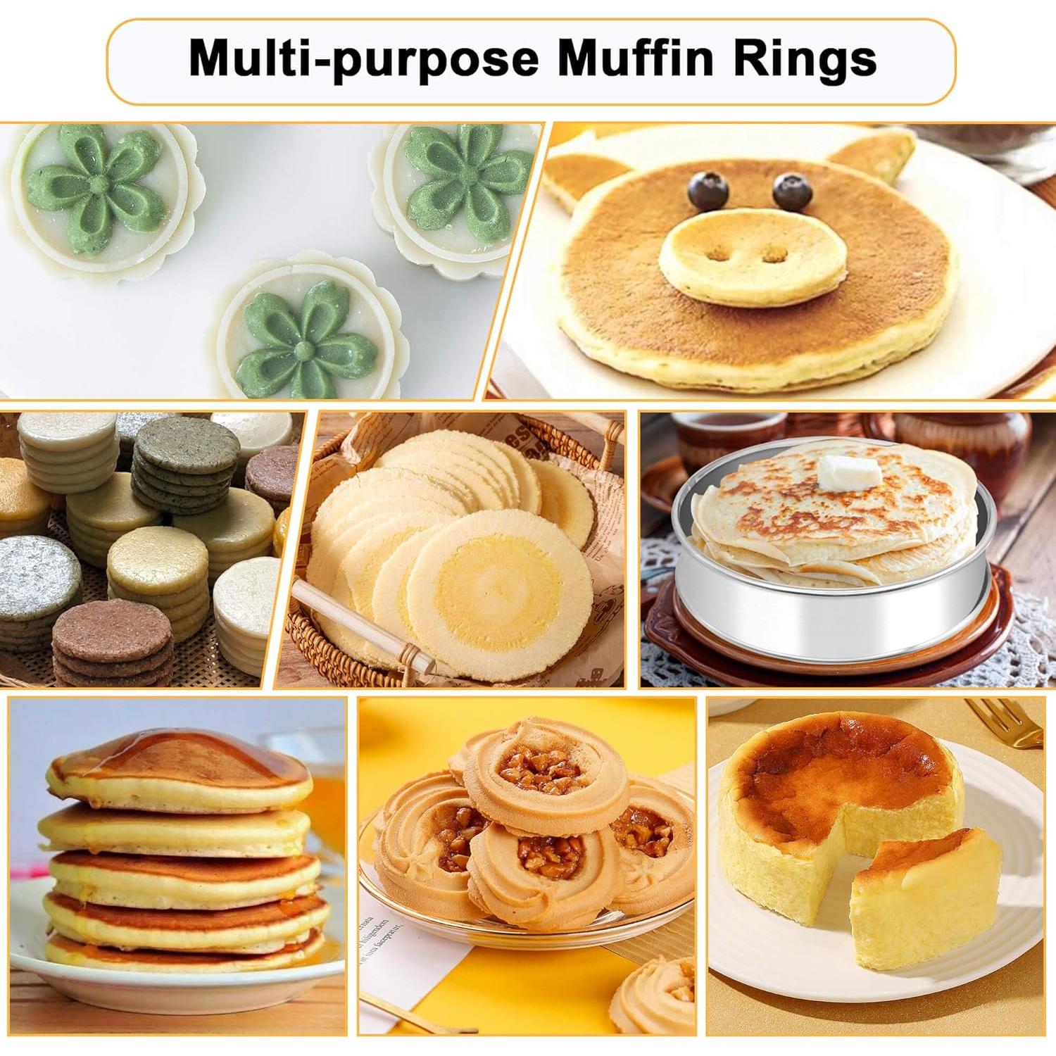 Juego de 8 Anillos de Muffin BaokiTook 10.16cm y 8cm Acero Inoxidable