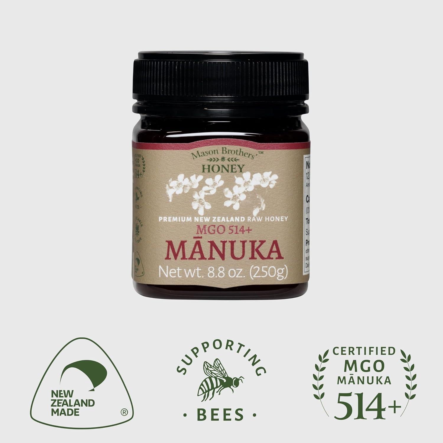 Miel Cruda de Manuka MGO 514+ Mason Brothers 248g Nueva Zelanda