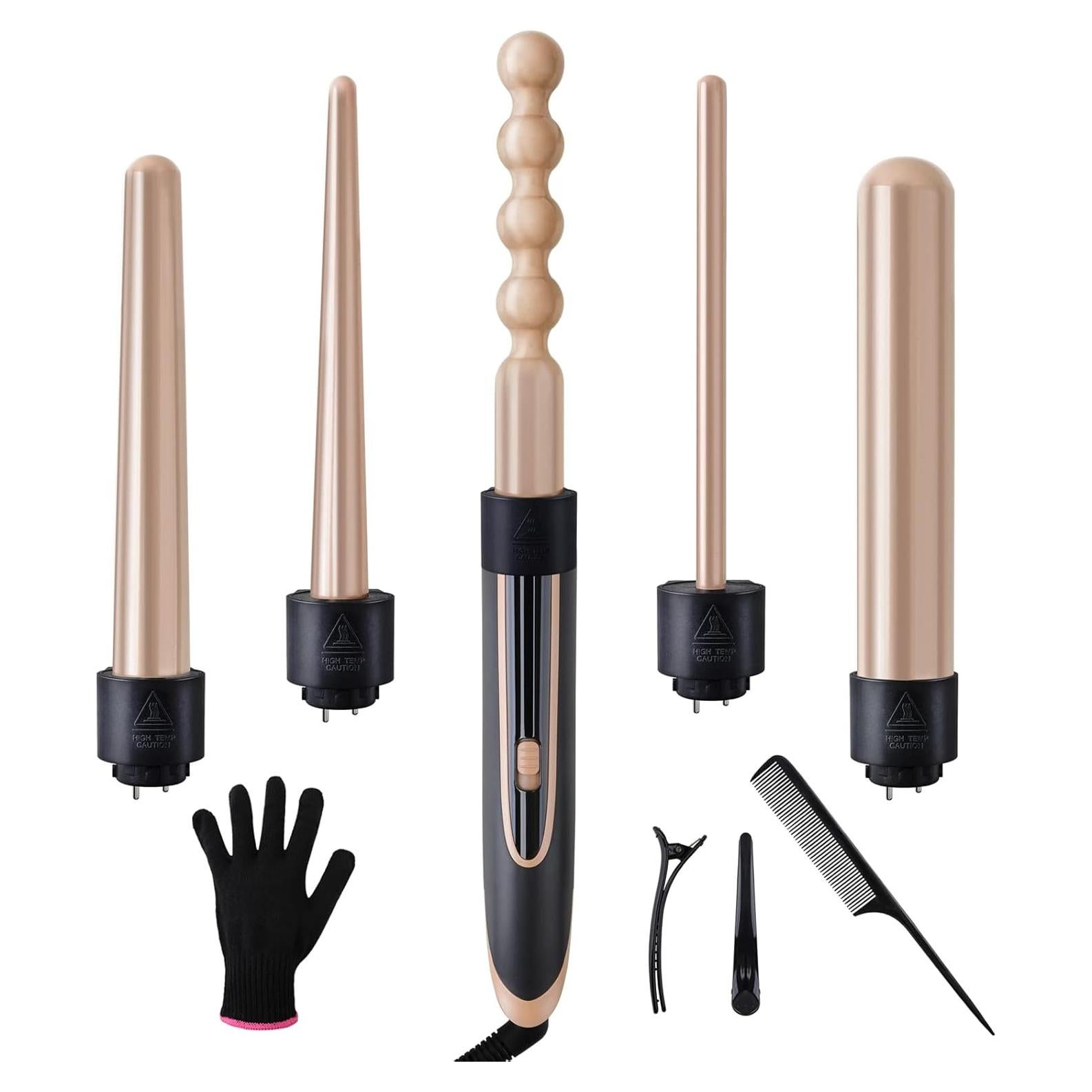 Conjunto Plancha Rizar 5 en 1 Homfu Calentamiento Rápido Oro