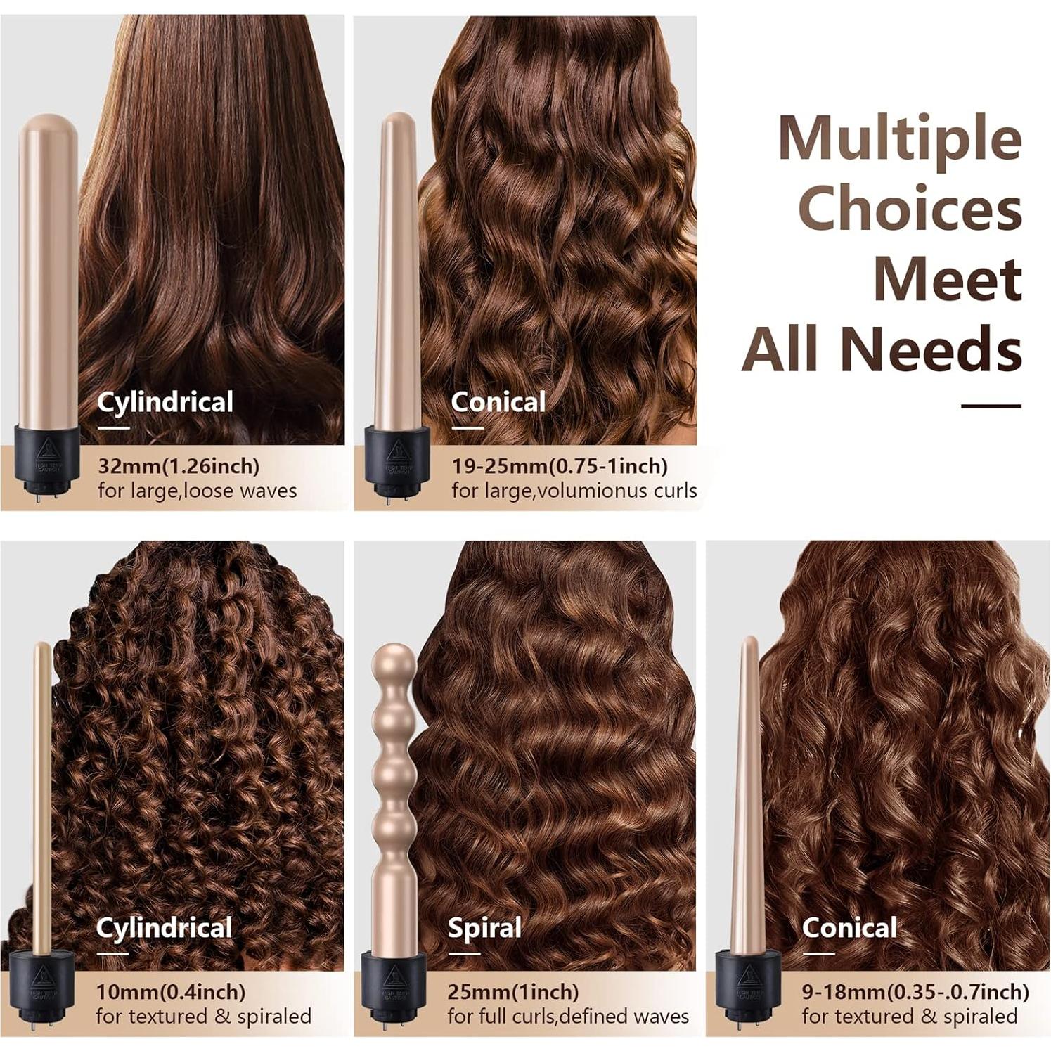 Conjunto Plancha Rizar 5 en 1 Homfu Calentamiento Rápido Oro