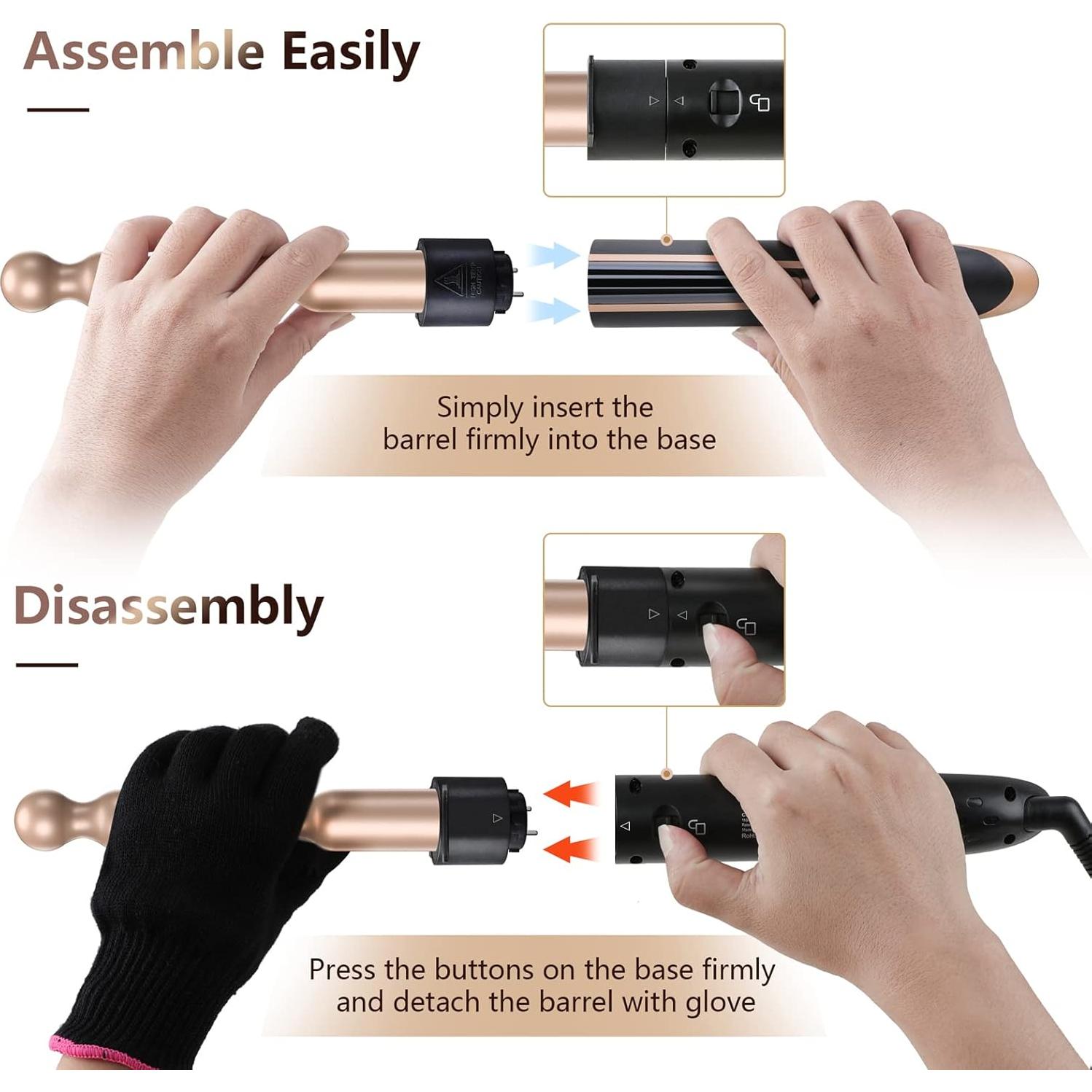 Conjunto Plancha Rizar 5 en 1 Homfu Calentamiento Rápido Oro