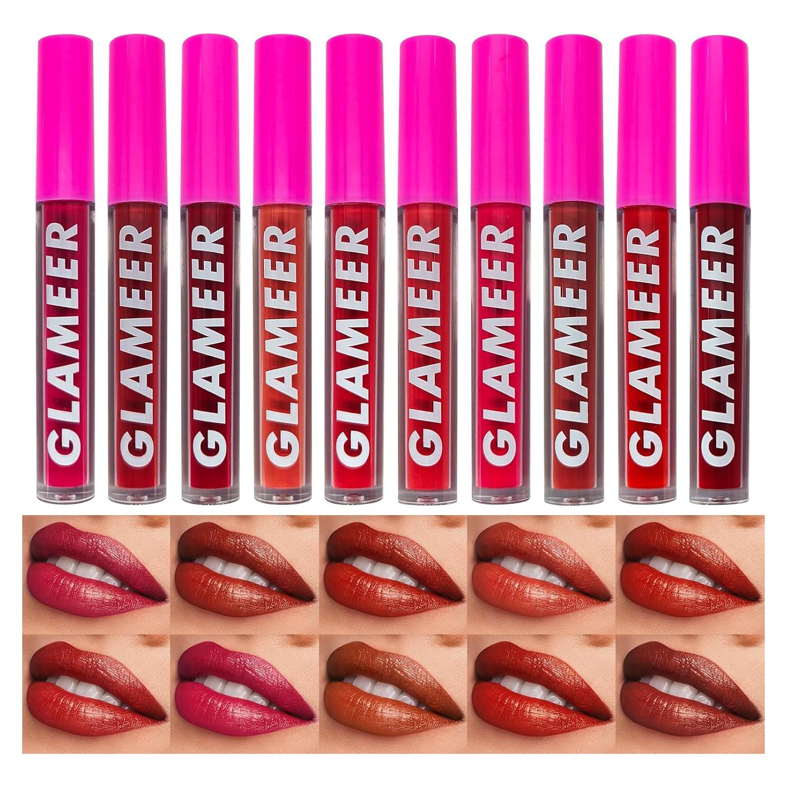 Set de Labiales Líquidos Mate GLAMEER, 10 Colores, Impermeable