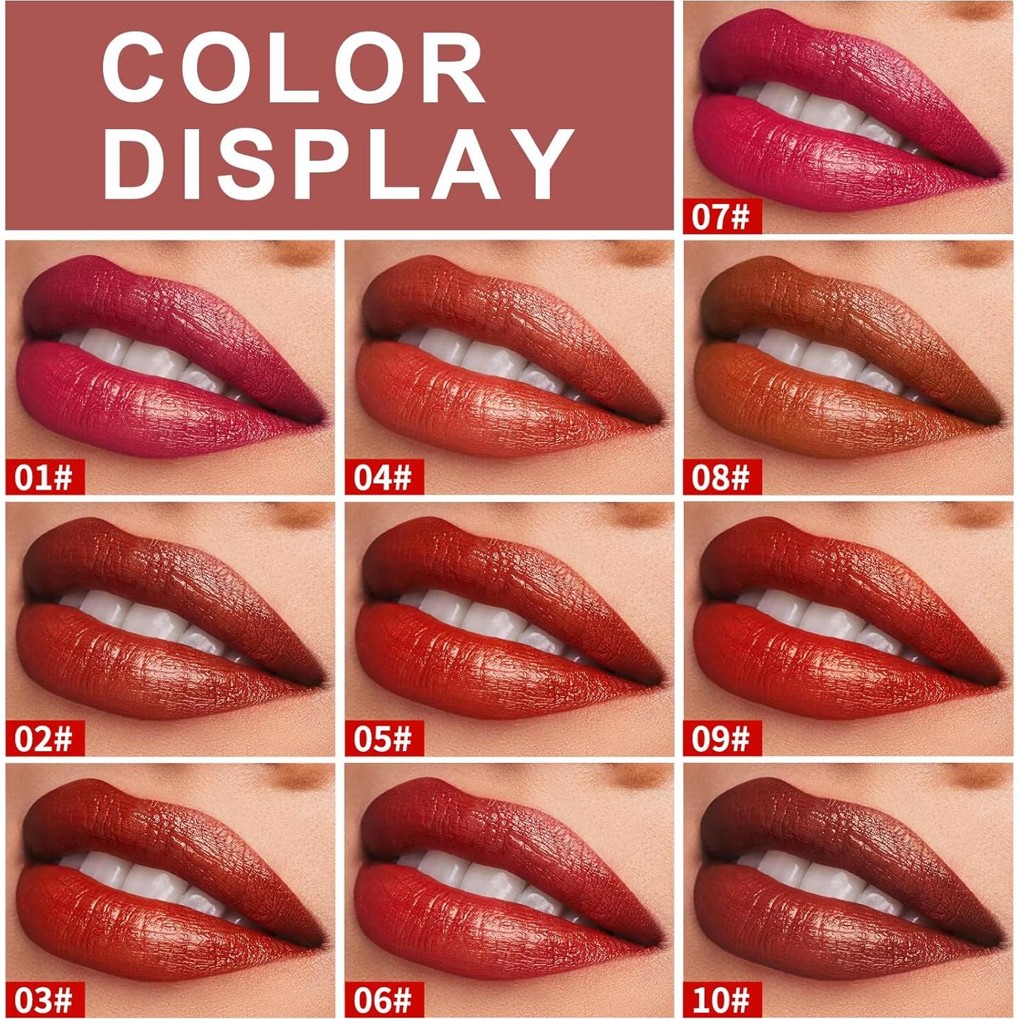 Set de Labiales Líquidos Mate GLAMEER, 10 Colores, Impermeable